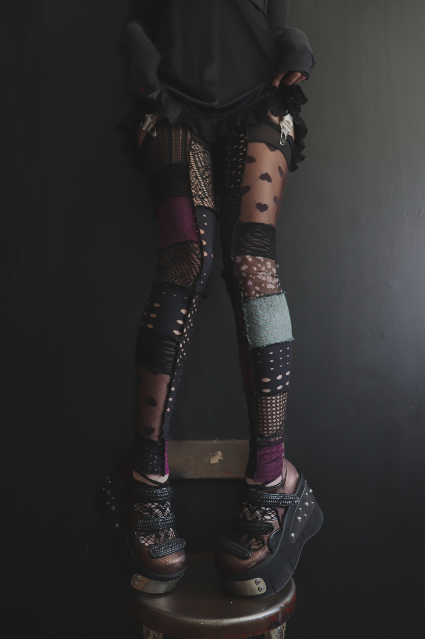NoSupersonicHeartbeatsInTheMorning (One Size) Footless Thigh High Stockings Love Mix