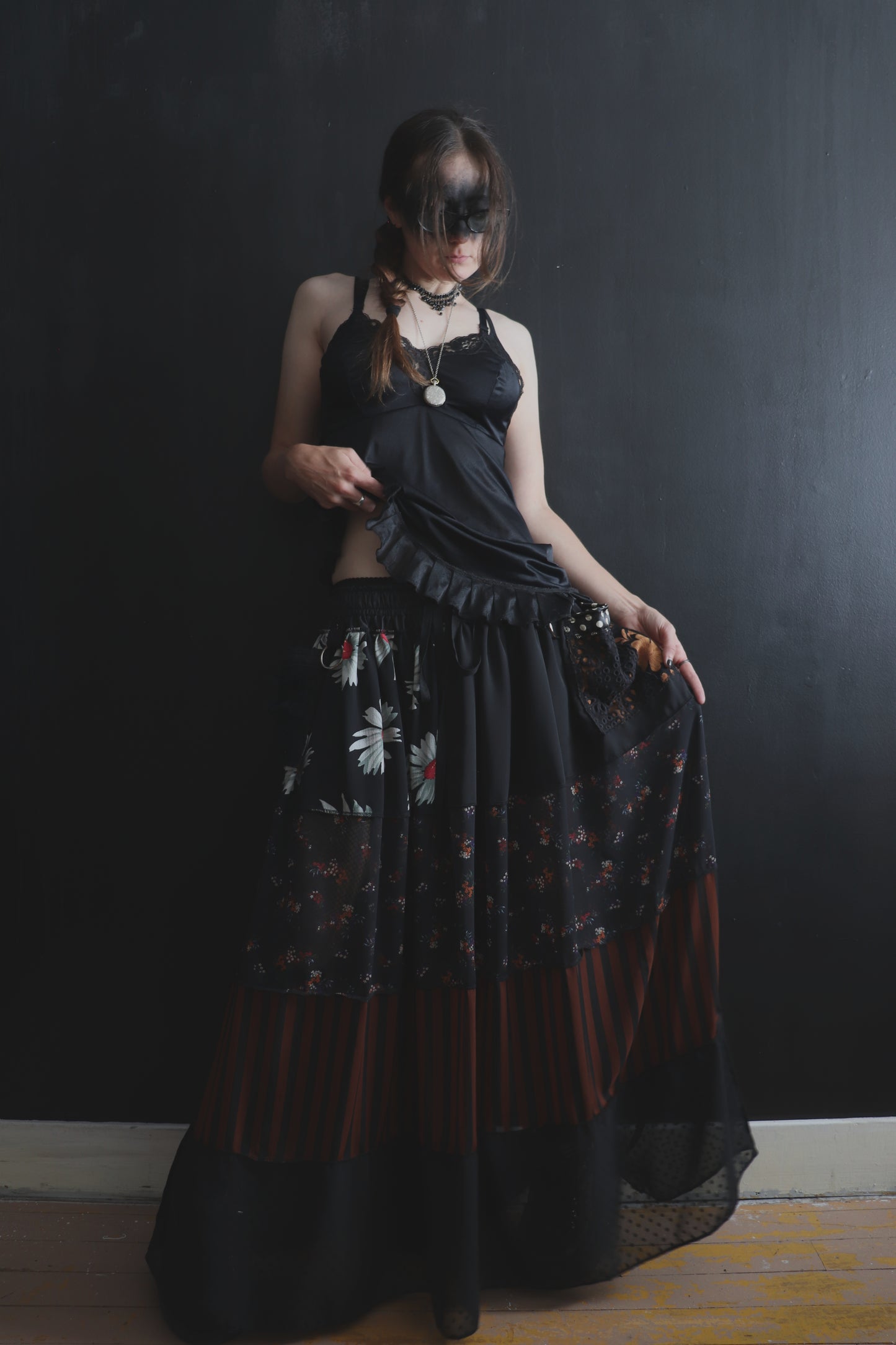 DontWaitUp (One Size) Floor Length Floral Skirt