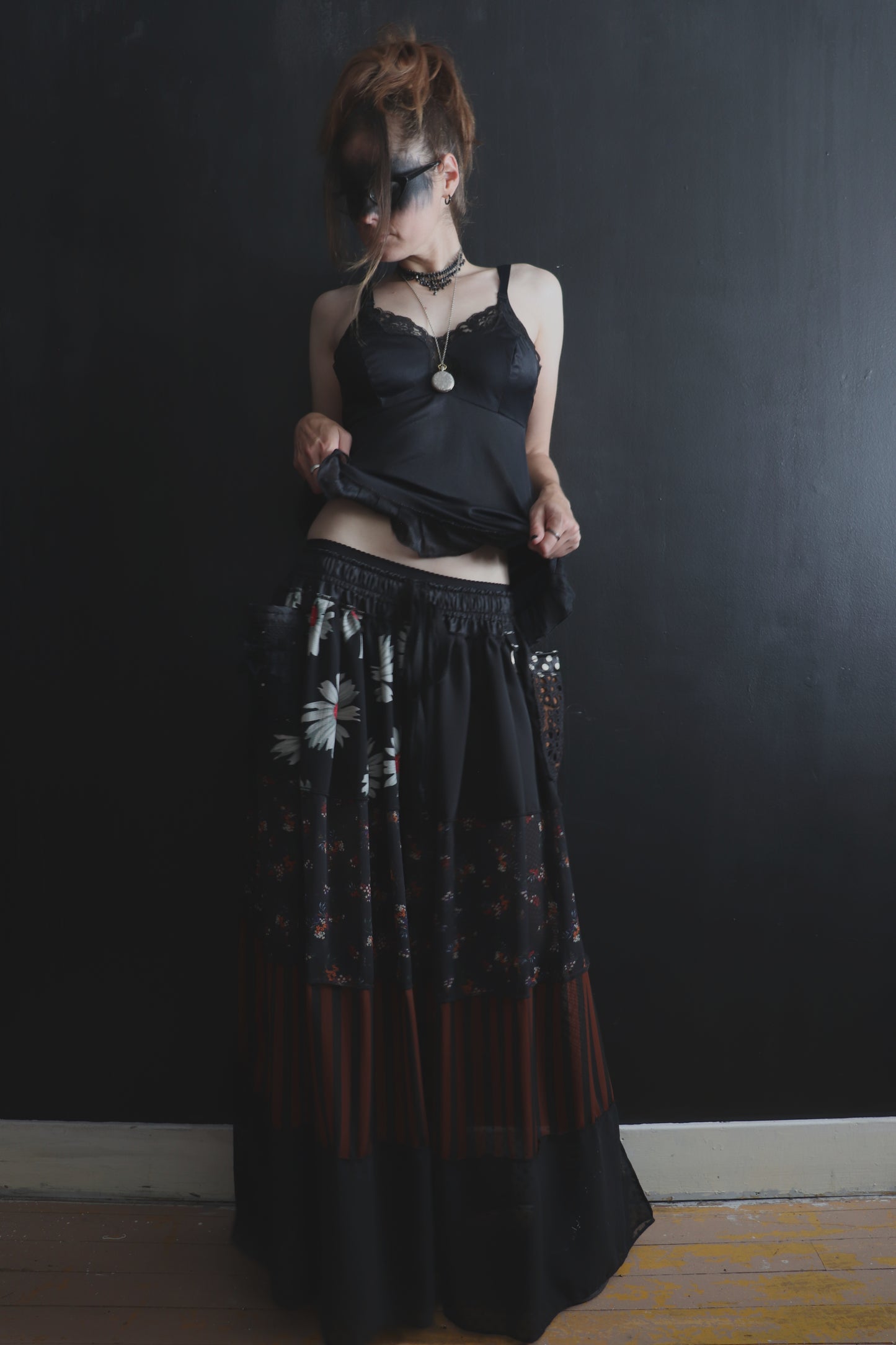 DontWaitUp (One Size) Floor Length Floral Skirt