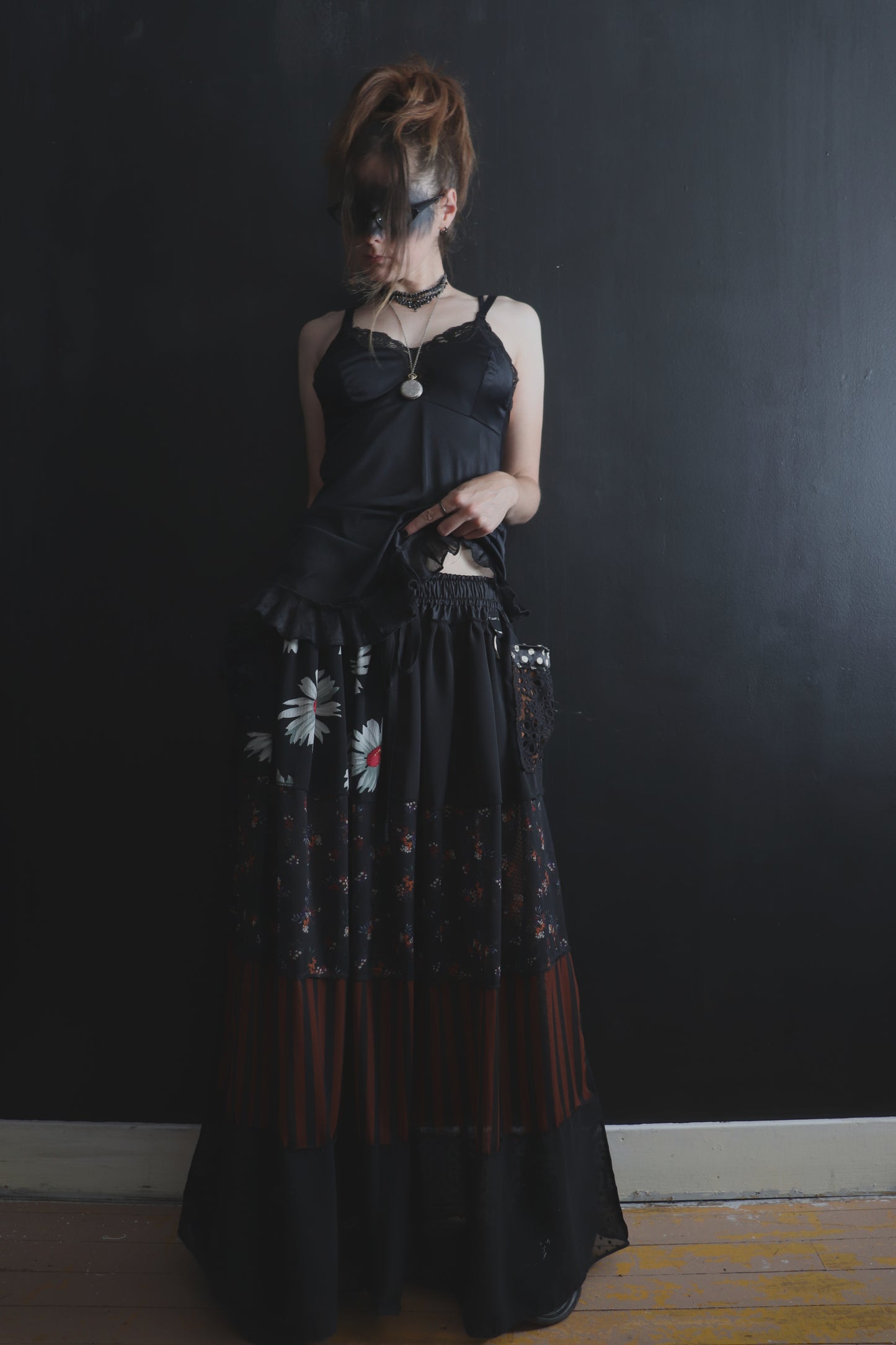 DontWaitUp (One Size) Floor Length Floral Skirt