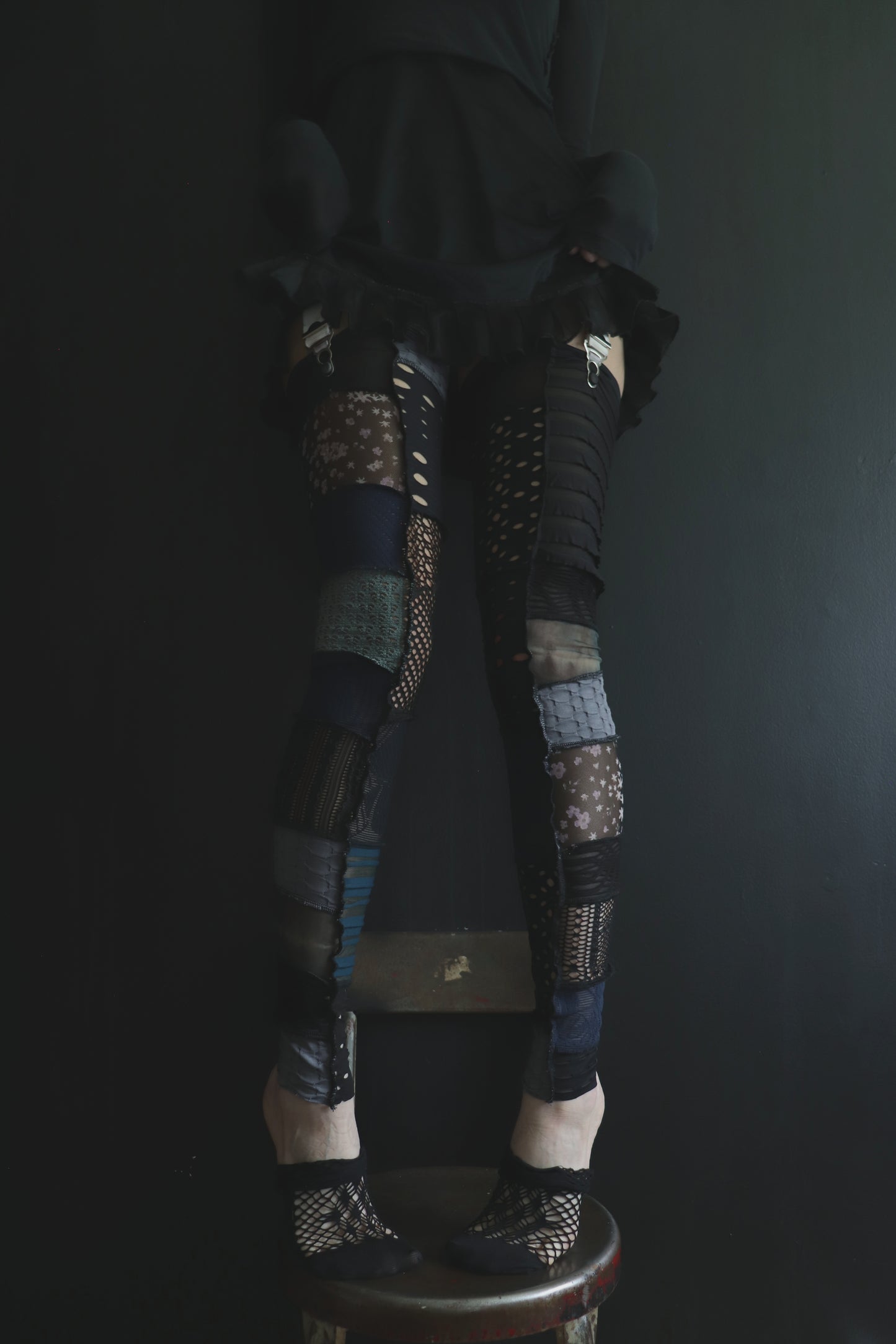 IAskForNoMoreNoMoreNoMore (One Size) Footless Thigh High Stockings Moody Blues Mix