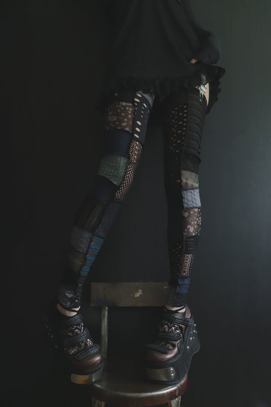 IAskForNoMoreNoMoreNoMore (One Size) Footless Thigh High Stockings Moody Blues Mix