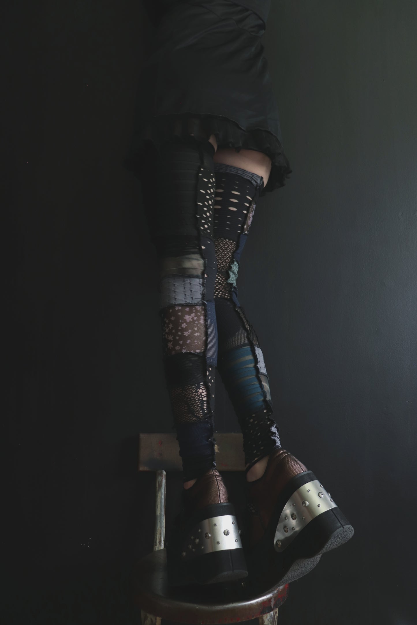 IAskForNoMoreNoMoreNoMore (One Size) Footless Thigh High Stockings Moody Blues Mix