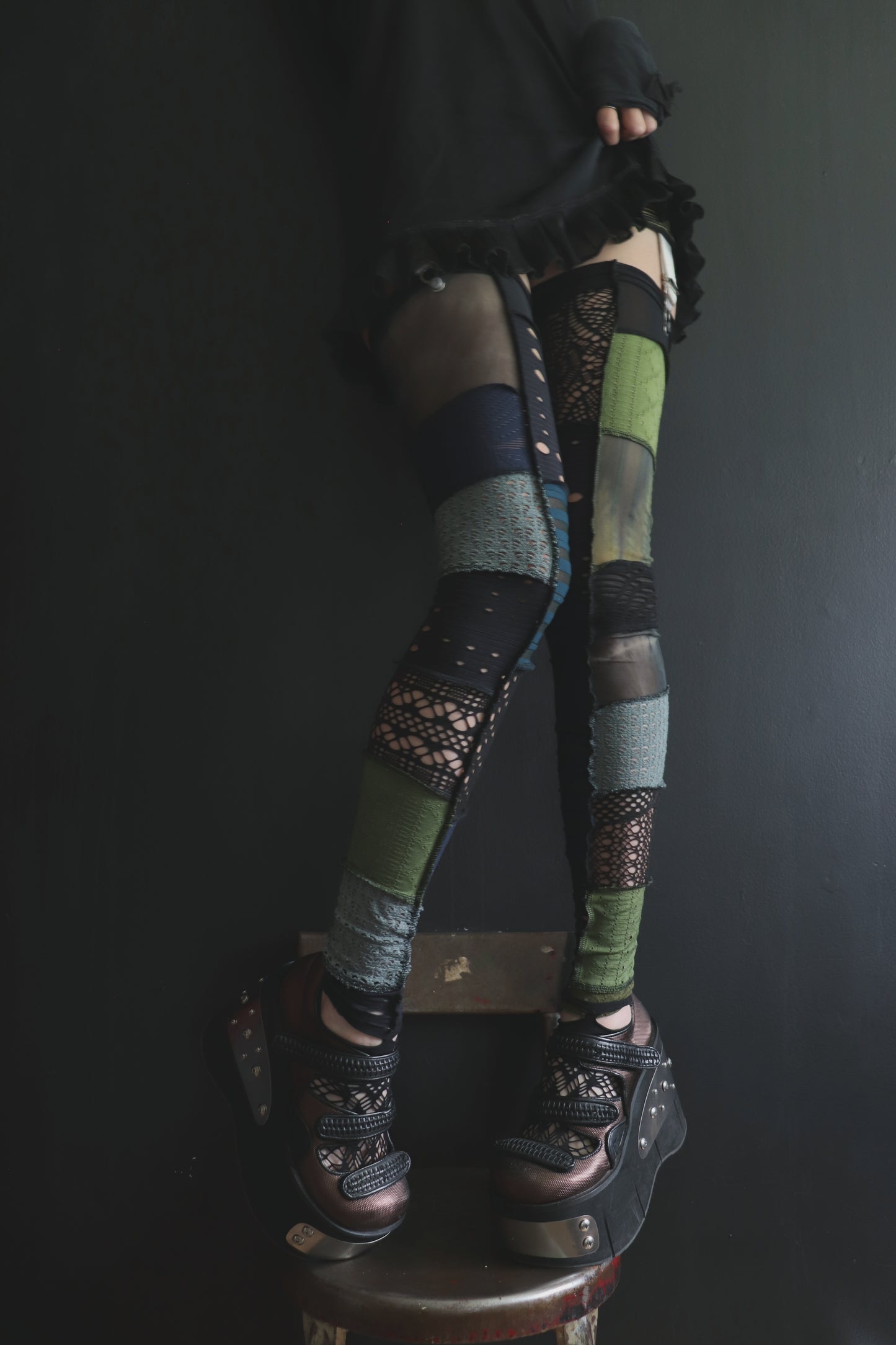 NowAllYourRescueDoorsAreAllClosing (One Size) Footless Thigh High Stockings Seaweed Mix