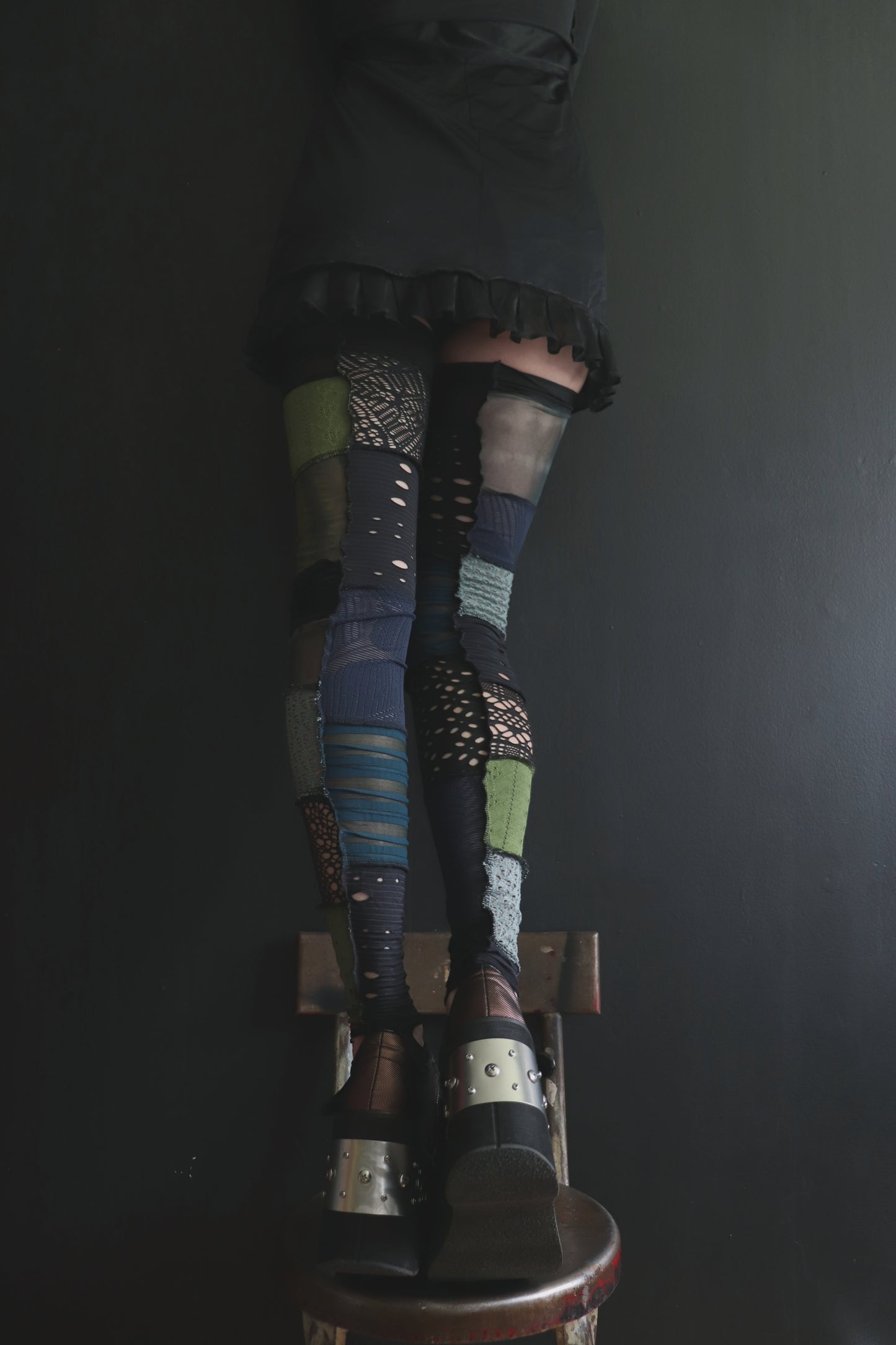 NowAllYourRescueDoorsAreAllClosing (One Size) Footless Thigh High Stockings Seaweed Mix