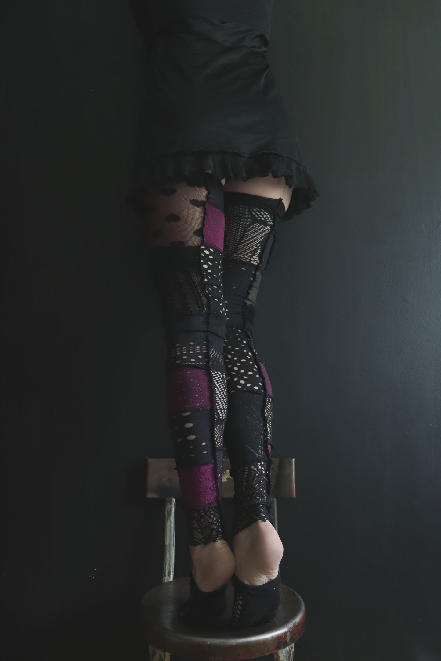 IWontBackDownIGotMyCrown (One Size) Footless Thigh High Stockings Plum Love Mix