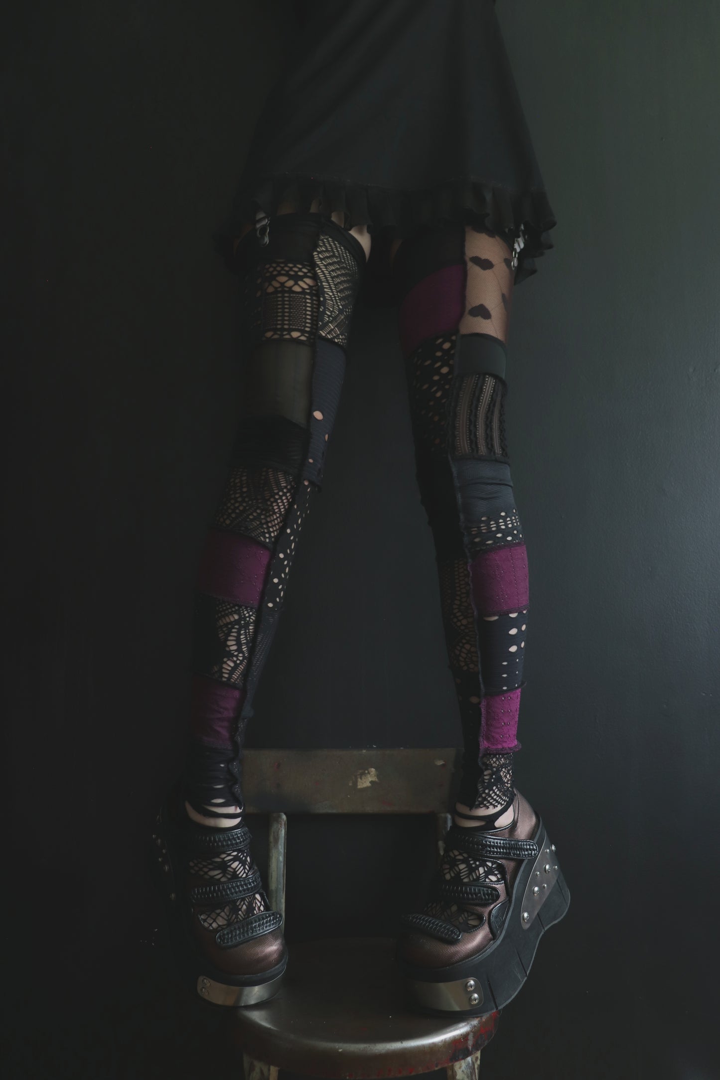 IWontBackDownIGotMyCrown (One Size) Footless Thigh High Stockings Plum Love Mix