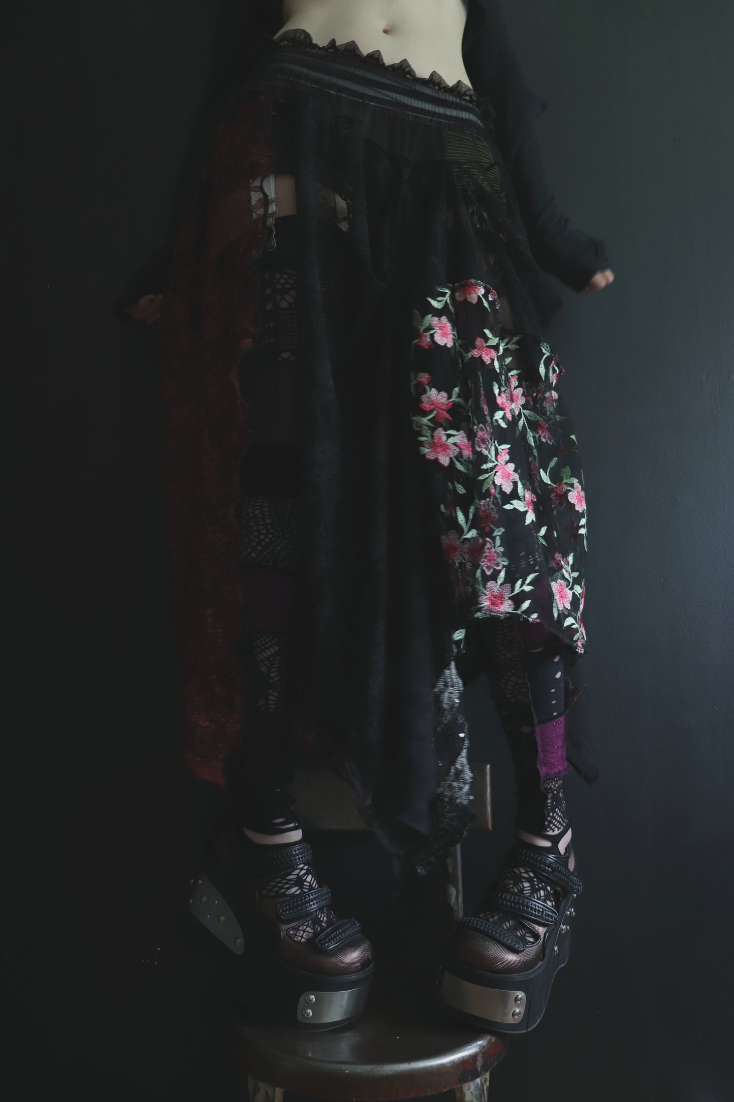 AndTheWorldGivesUpLikeAShiverOfDoubt (One Size) Sheer And Lace Overlayer Skirt