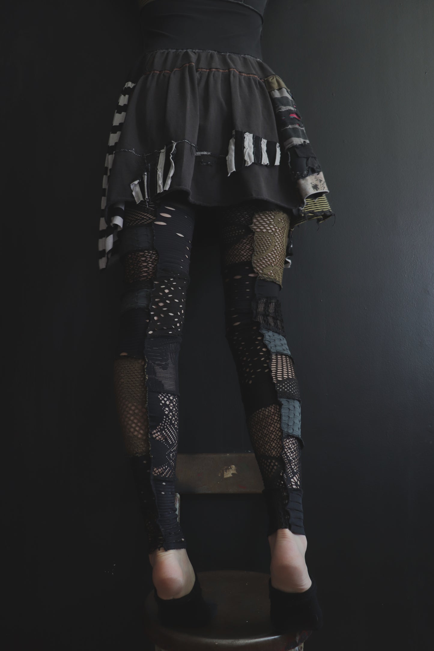 RollingRoundOnMyFloor (One Size) Footless Thigh High Stockings Grunge Mix