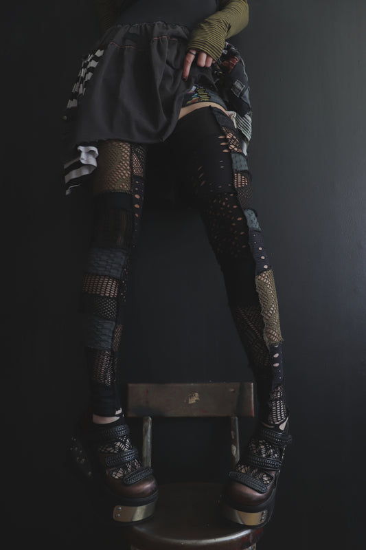 RollingRoundOnMyFloor (One Size) Footless Thigh High Stockings Grunge Mix