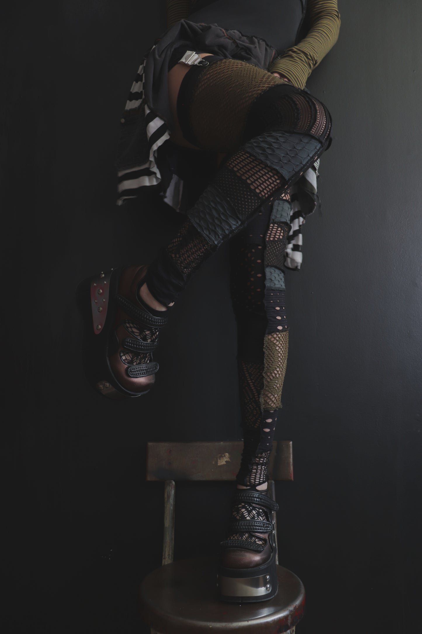 RollingRoundOnMyFloor (One Size) Footless Thigh High Stockings Grunge Mix