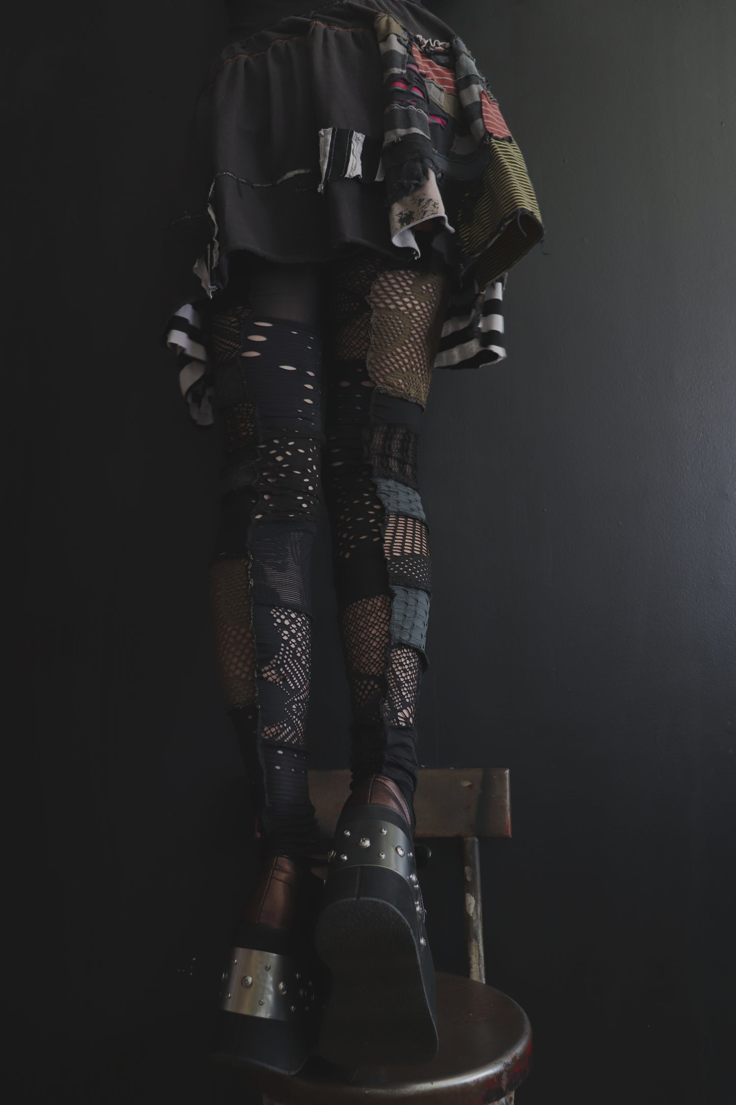 RollingRoundOnMyFloor (One Size) Footless Thigh High Stockings Grunge Mix