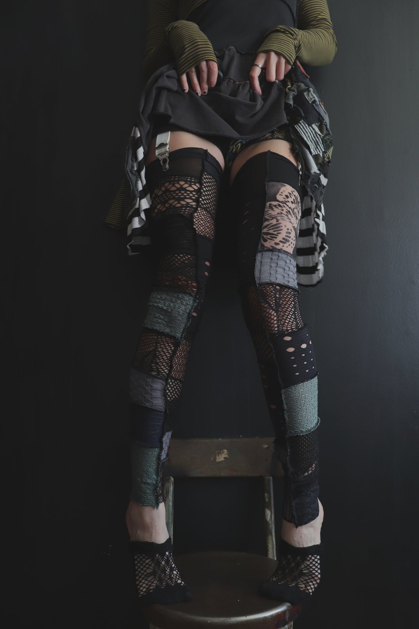AllYourEnemiesAreThrowingOutPunches (One Size) Footless Thigh High Stockings Moody Butterfly Mix
