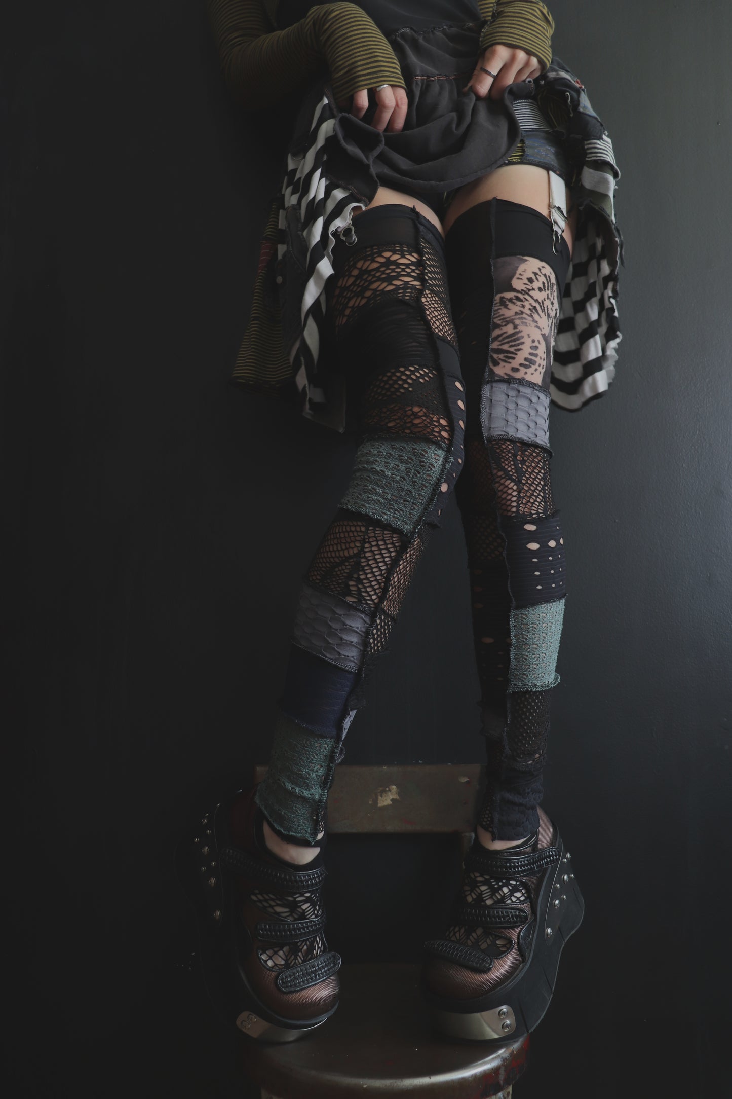AllYourEnemiesAreThrowingOutPunches (One Size) Footless Thigh High Stockings Moody Butterfly Mix