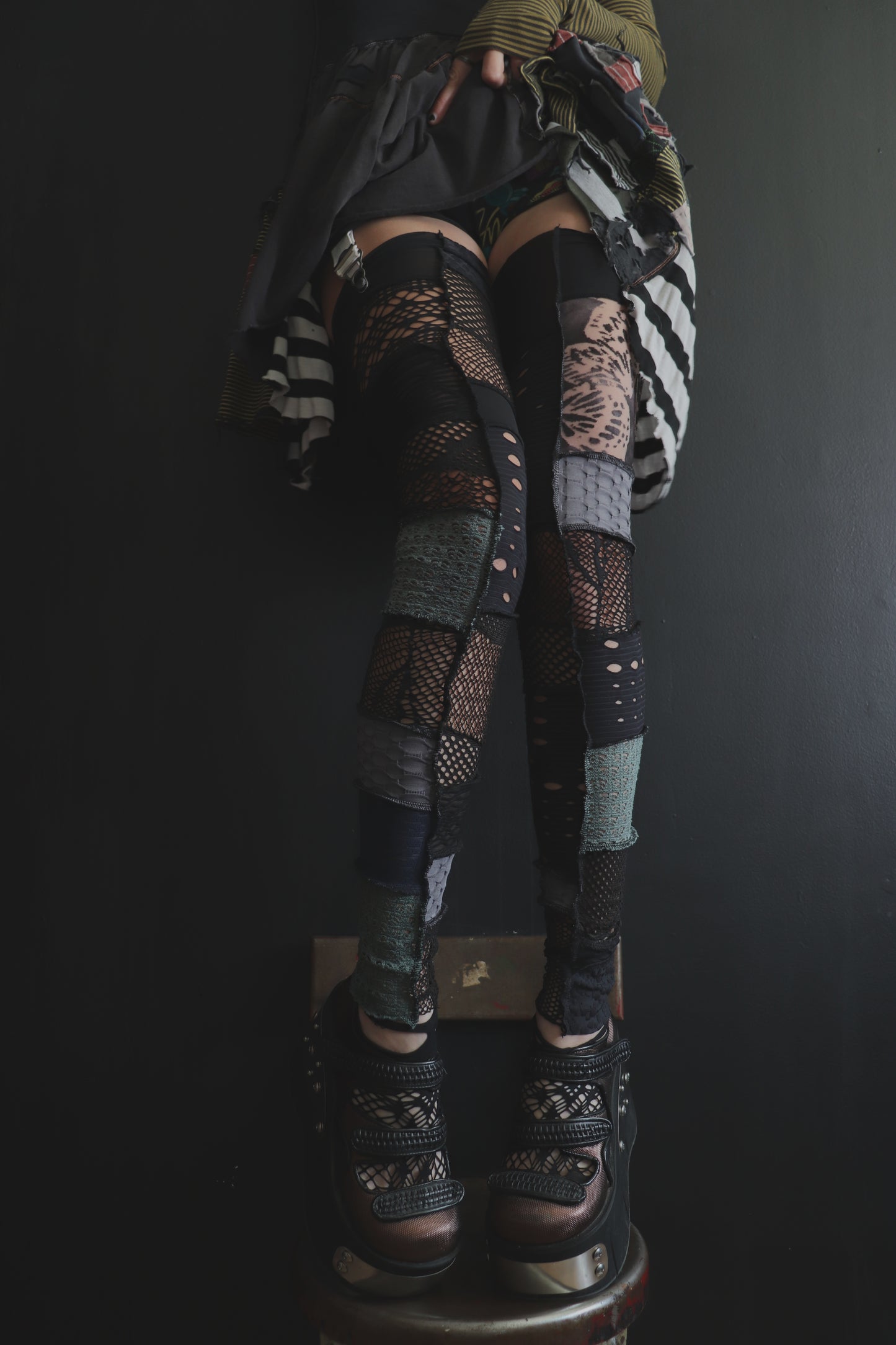 AllYourEnemiesAreThrowingOutPunches (One Size) Footless Thigh High Stockings Moody Butterfly Mix