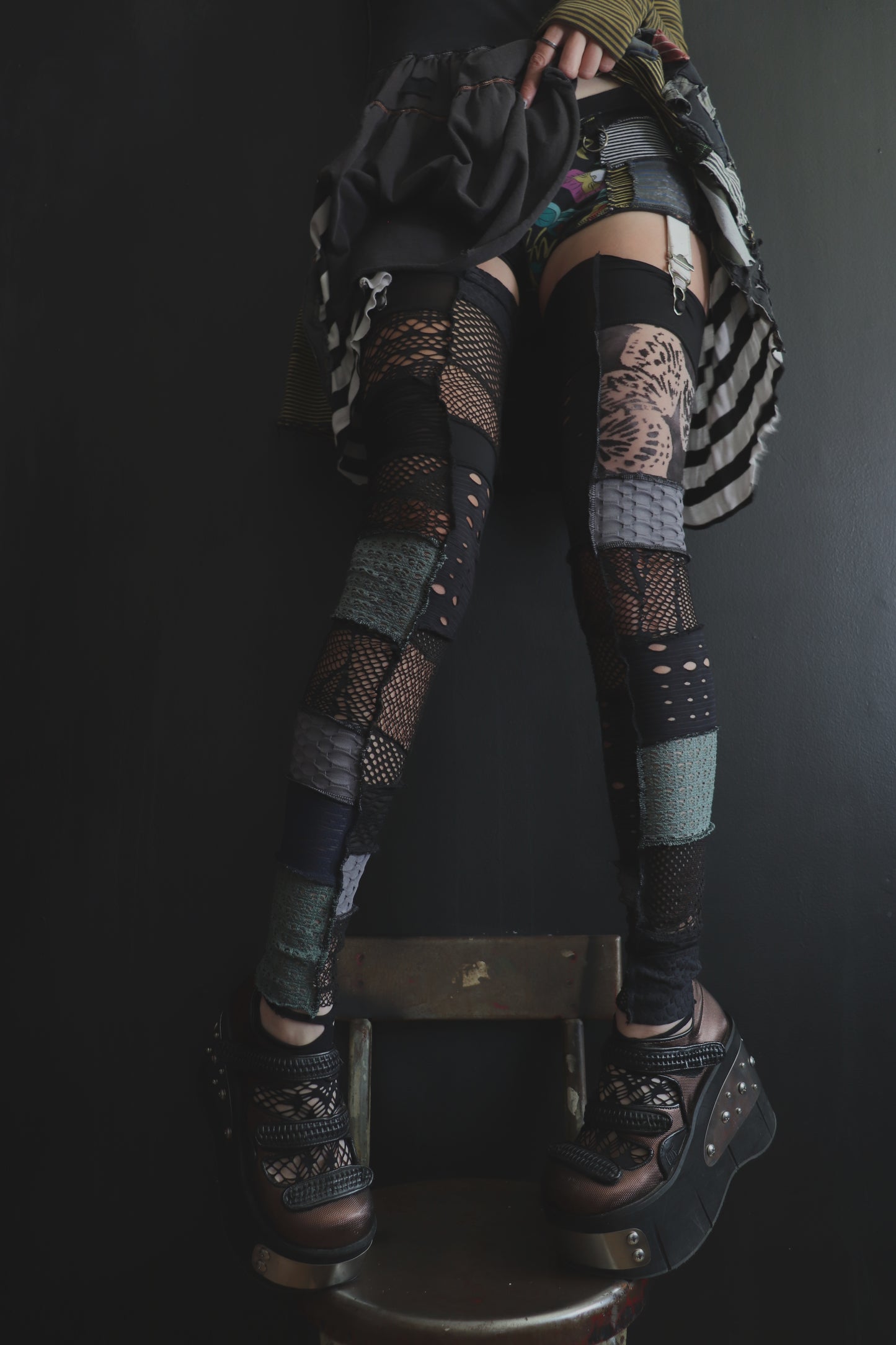 AllYourEnemiesAreThrowingOutPunches (One Size) Footless Thigh High Stockings Moody Butterfly Mix