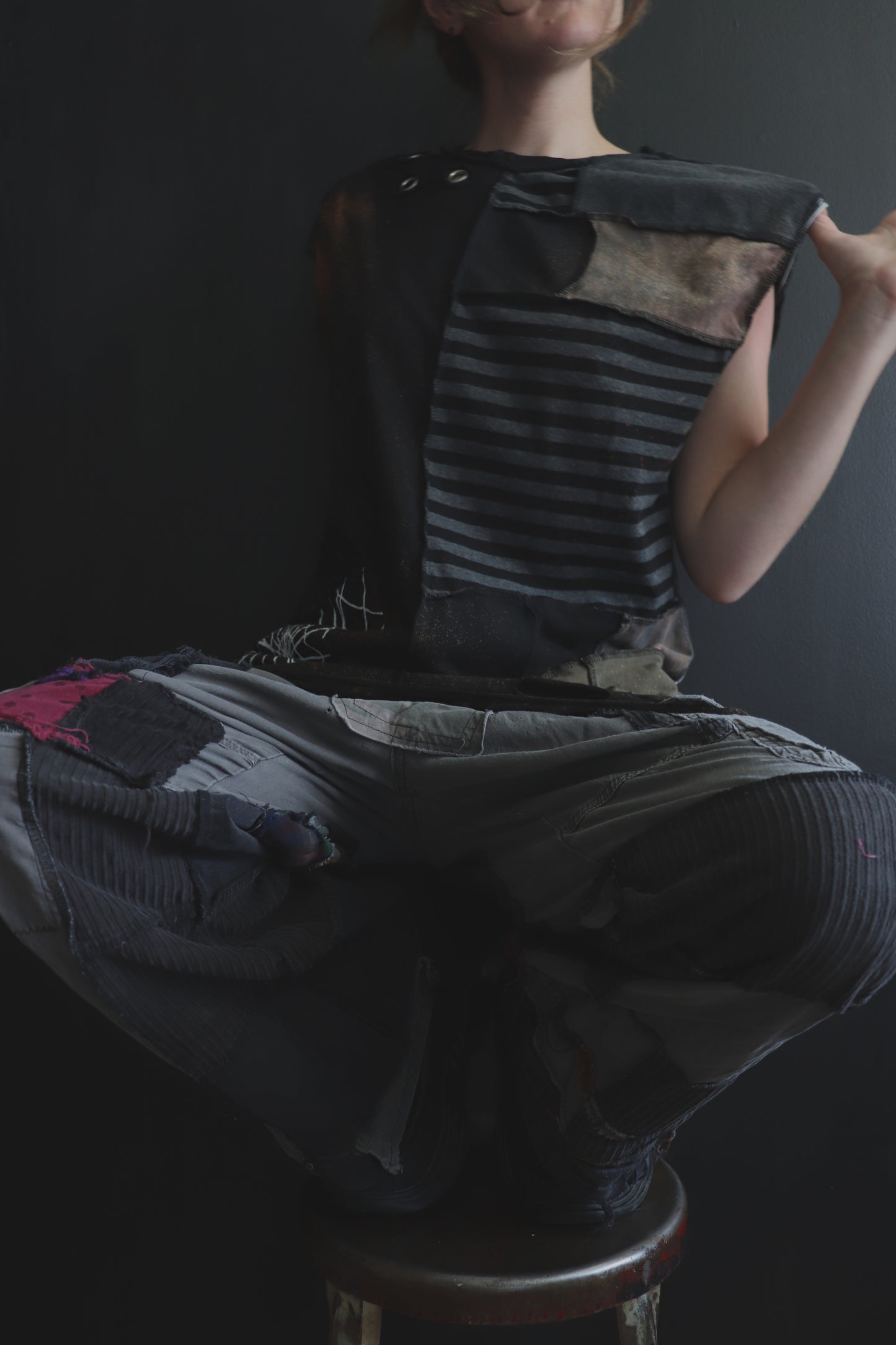 BadThingsHappenAllTheTime (L) Patchwork Tattered Sleeveless Spiderweb Dude Shirt