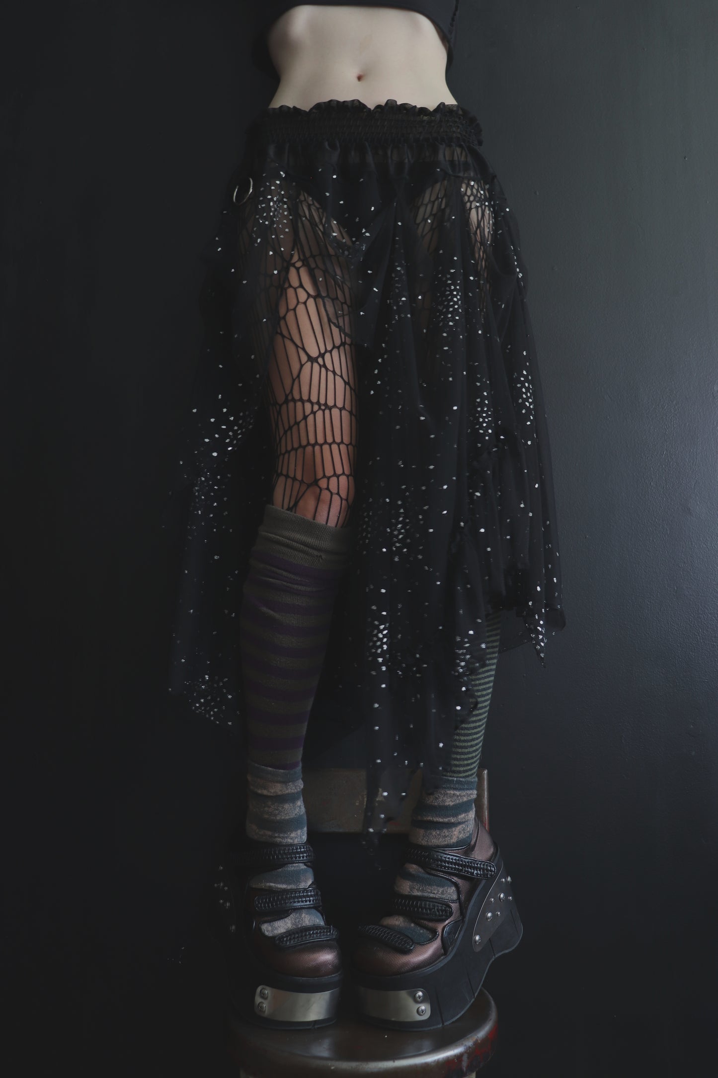 OurBodiesMesmerize (One Size) Sheer And Lace Overlayer Skirt