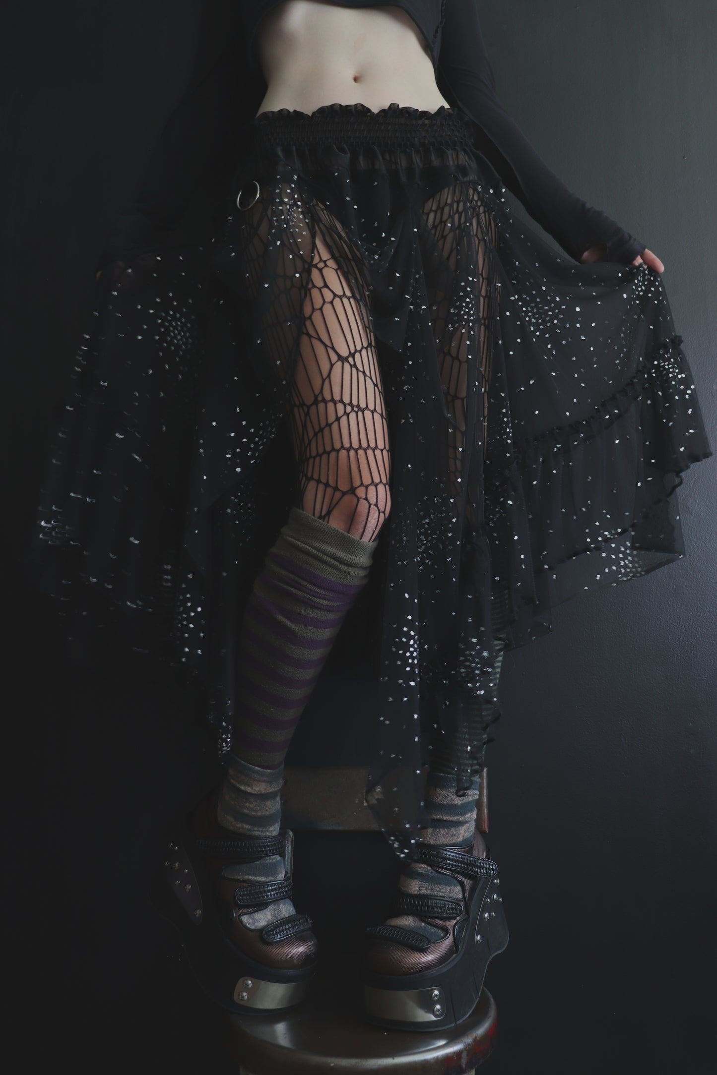 OurBodiesMesmerize (One Size) Sheer And Lace Overlayer Skirt
