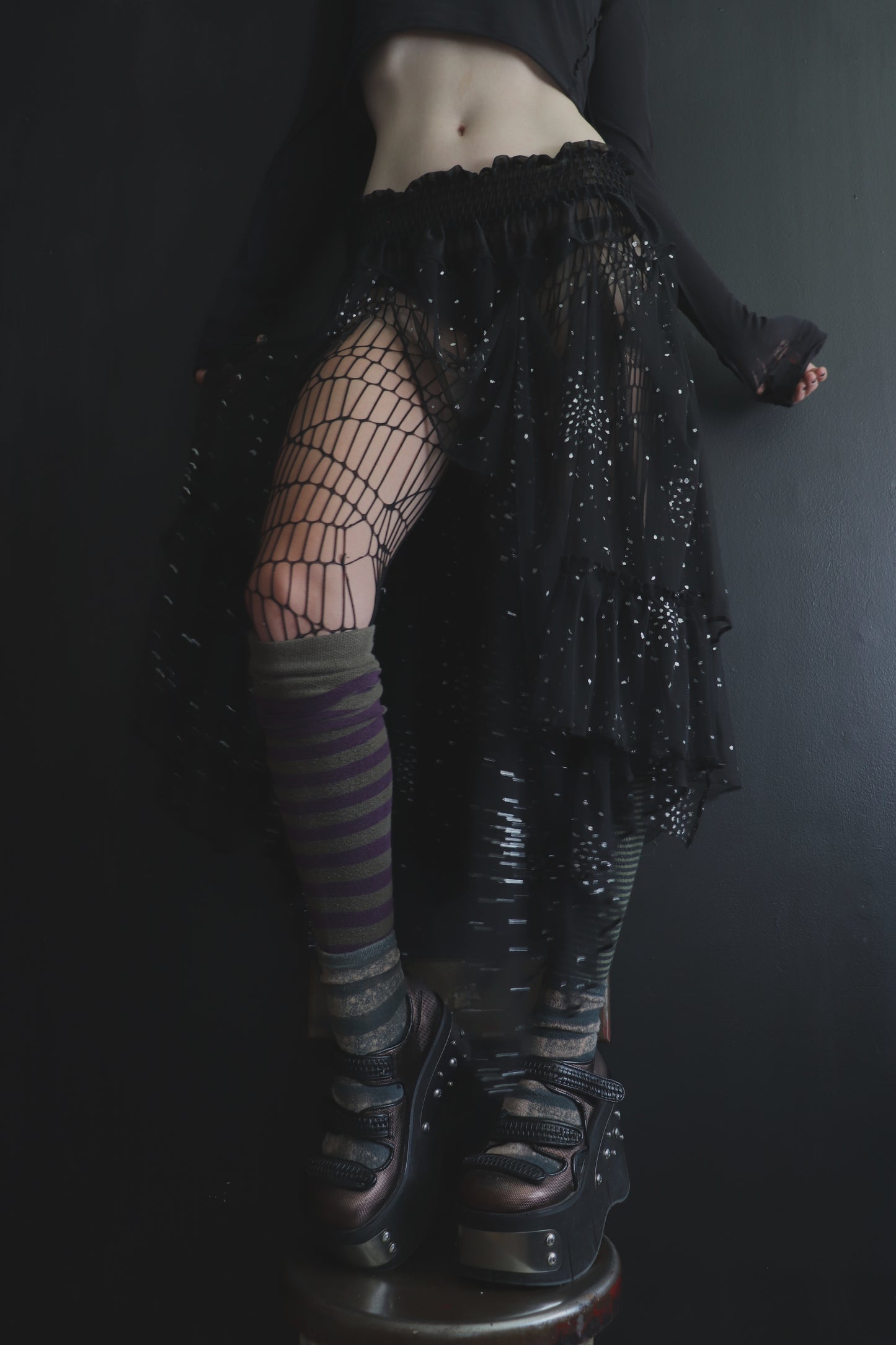 OurBodiesMesmerize (One Size) Sheer And Lace Overlayer Skirt
