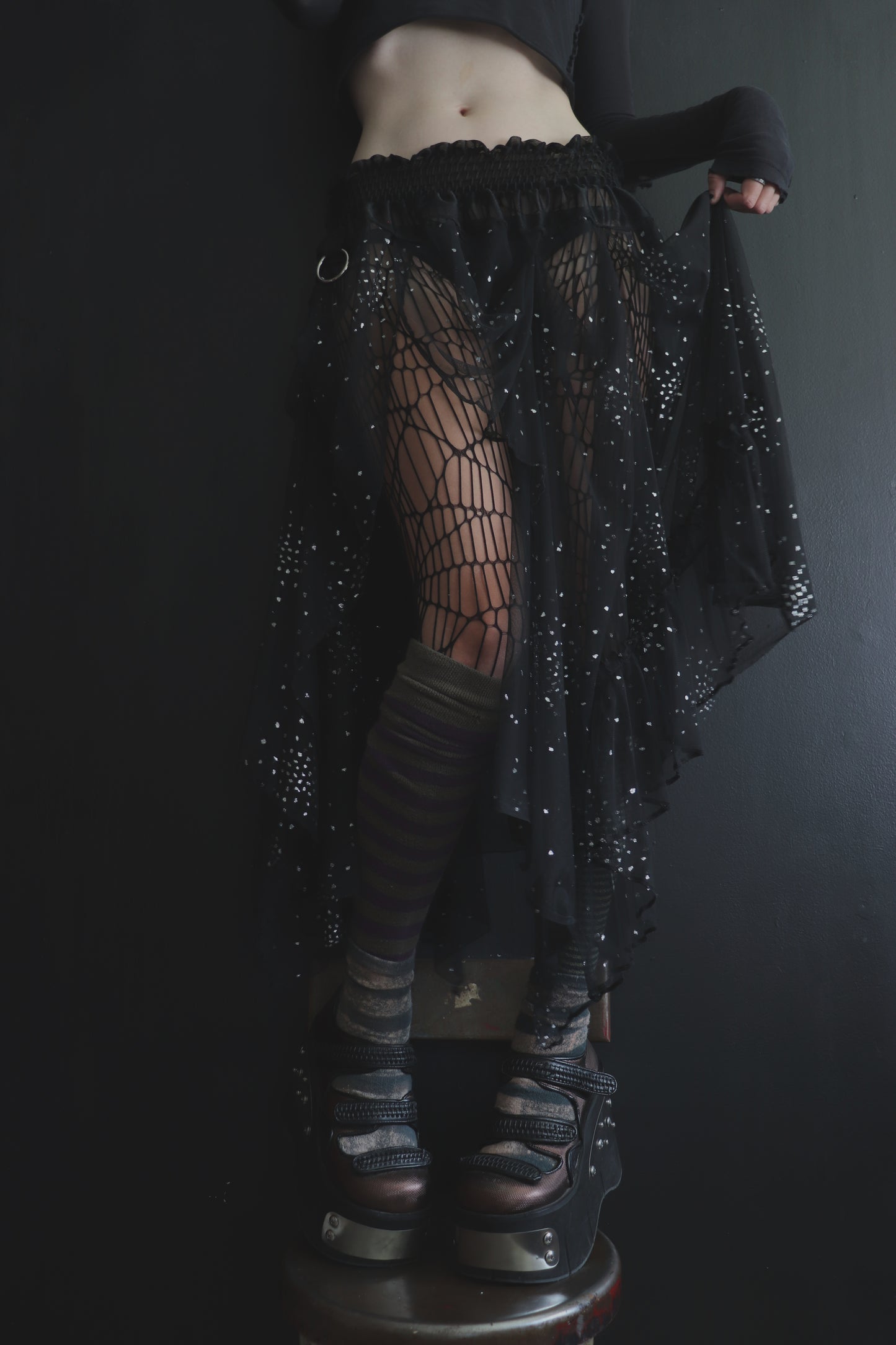OurBodiesMesmerize (One Size) Sheer And Lace Overlayer Skirt