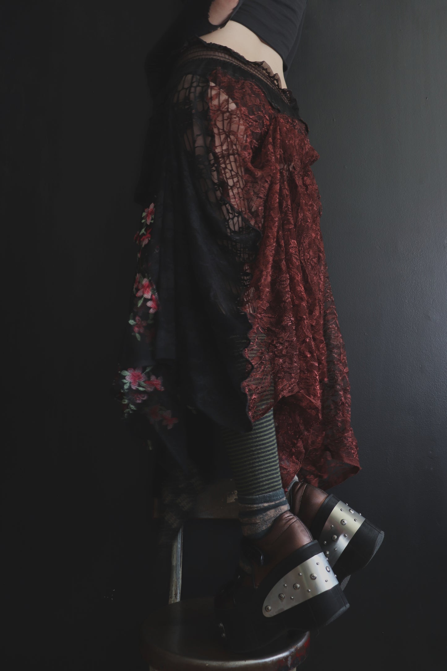 AndTheWorldGivesUpLikeAShiverOfDoubt (One Size) Sheer And Lace Overlayer Skirt