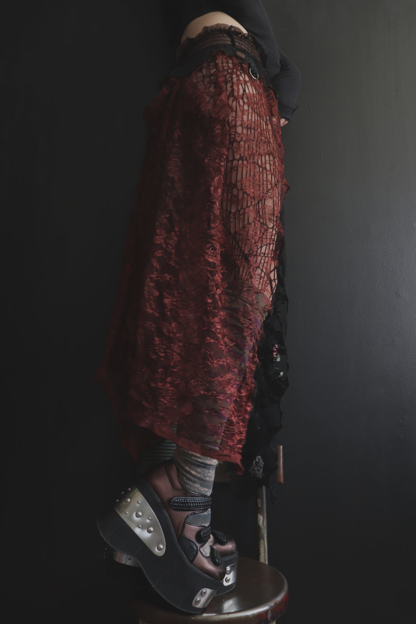 AndTheWorldGivesUpLikeAShiverOfDoubt (One Size) Sheer And Lace Overlayer Skirt