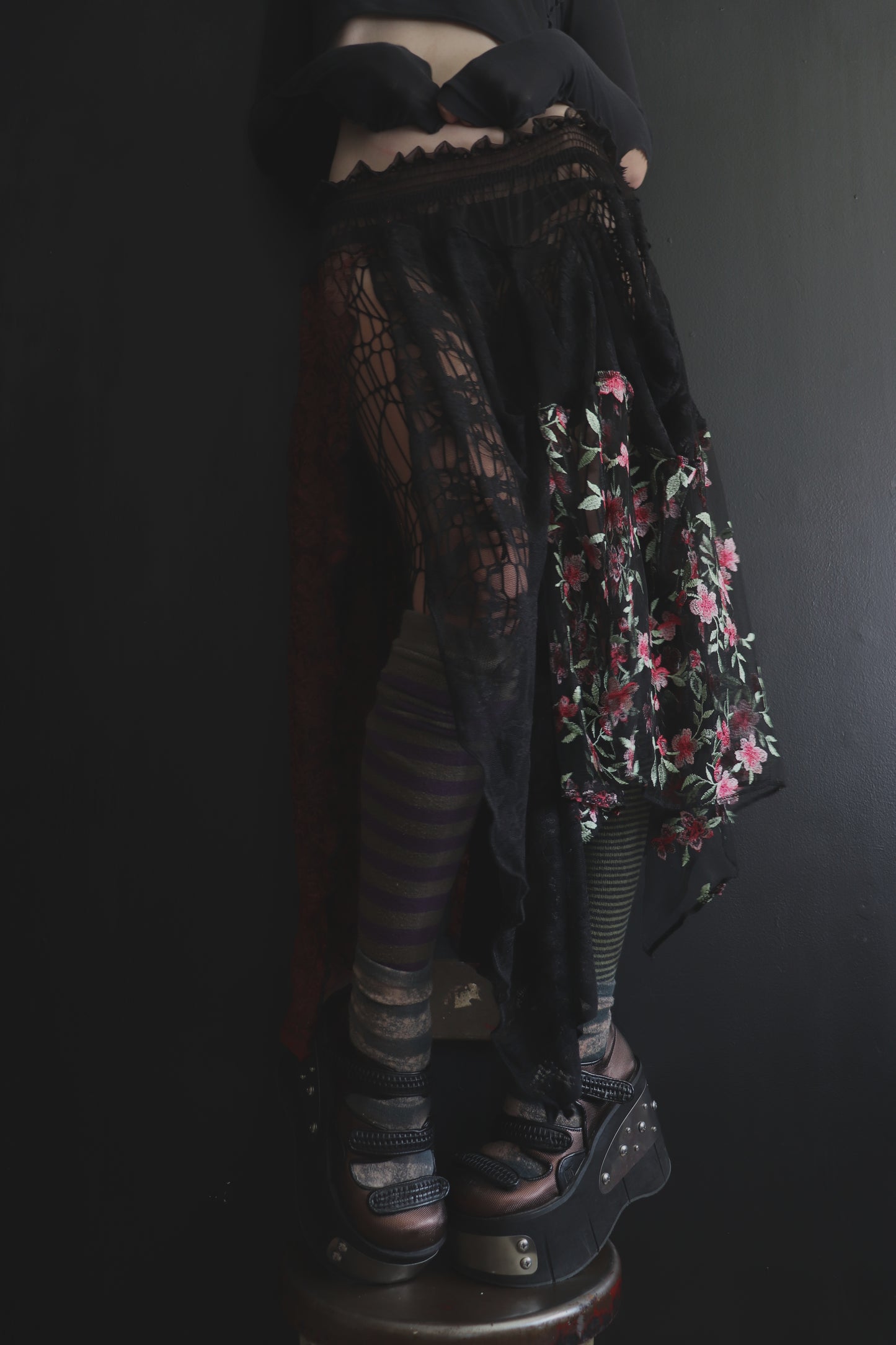 AndTheWorldGivesUpLikeAShiverOfDoubt (One Size) Sheer And Lace Overlayer Skirt