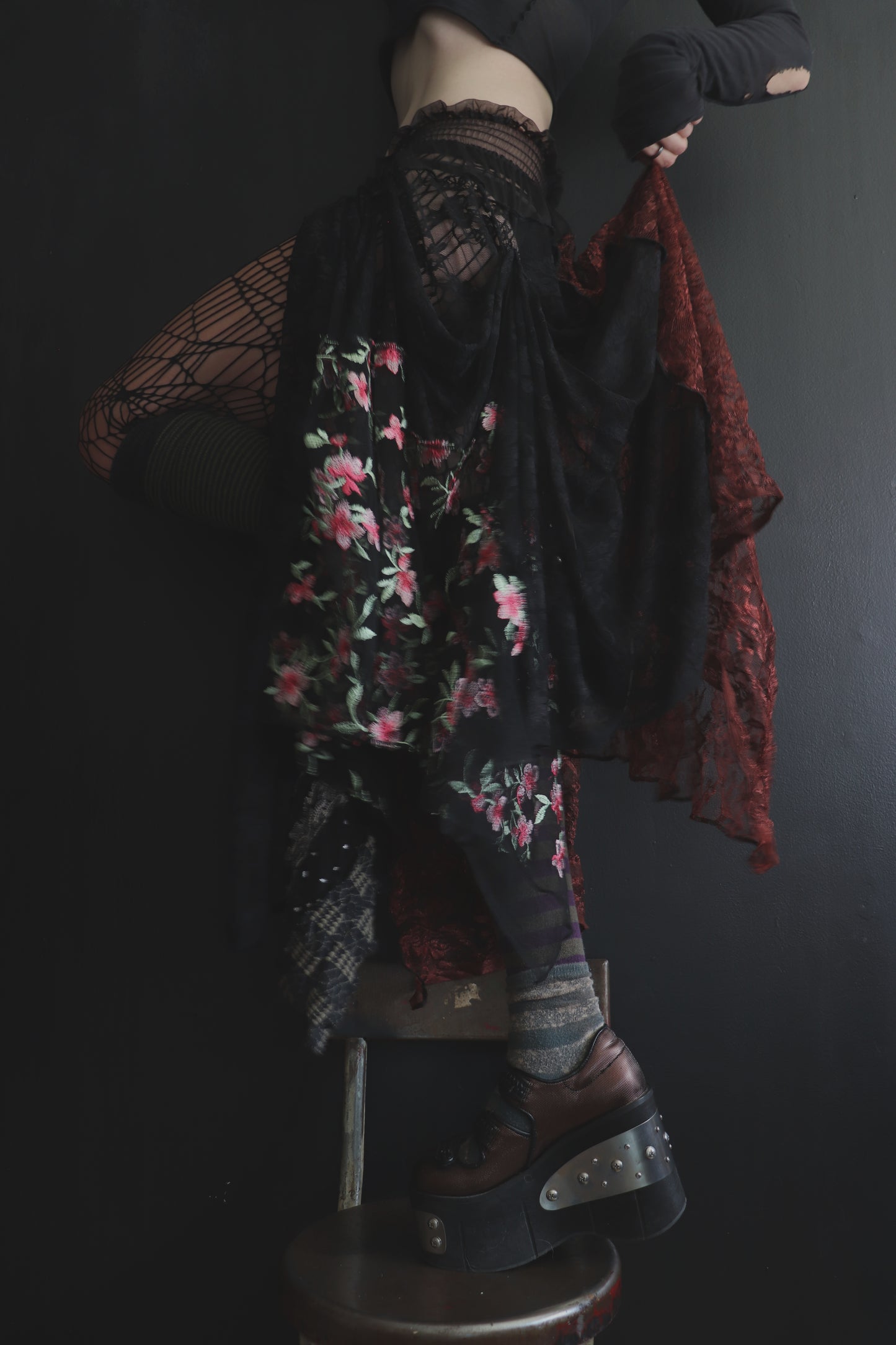 AndTheWorldGivesUpLikeAShiverOfDoubt (One Size) Sheer And Lace Overlayer Skirt