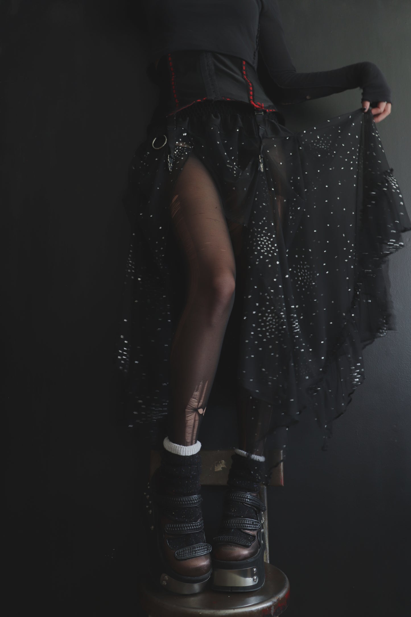 OurBodiesMesmerize (One Size) Sheer And Lace Overlayer Skirt