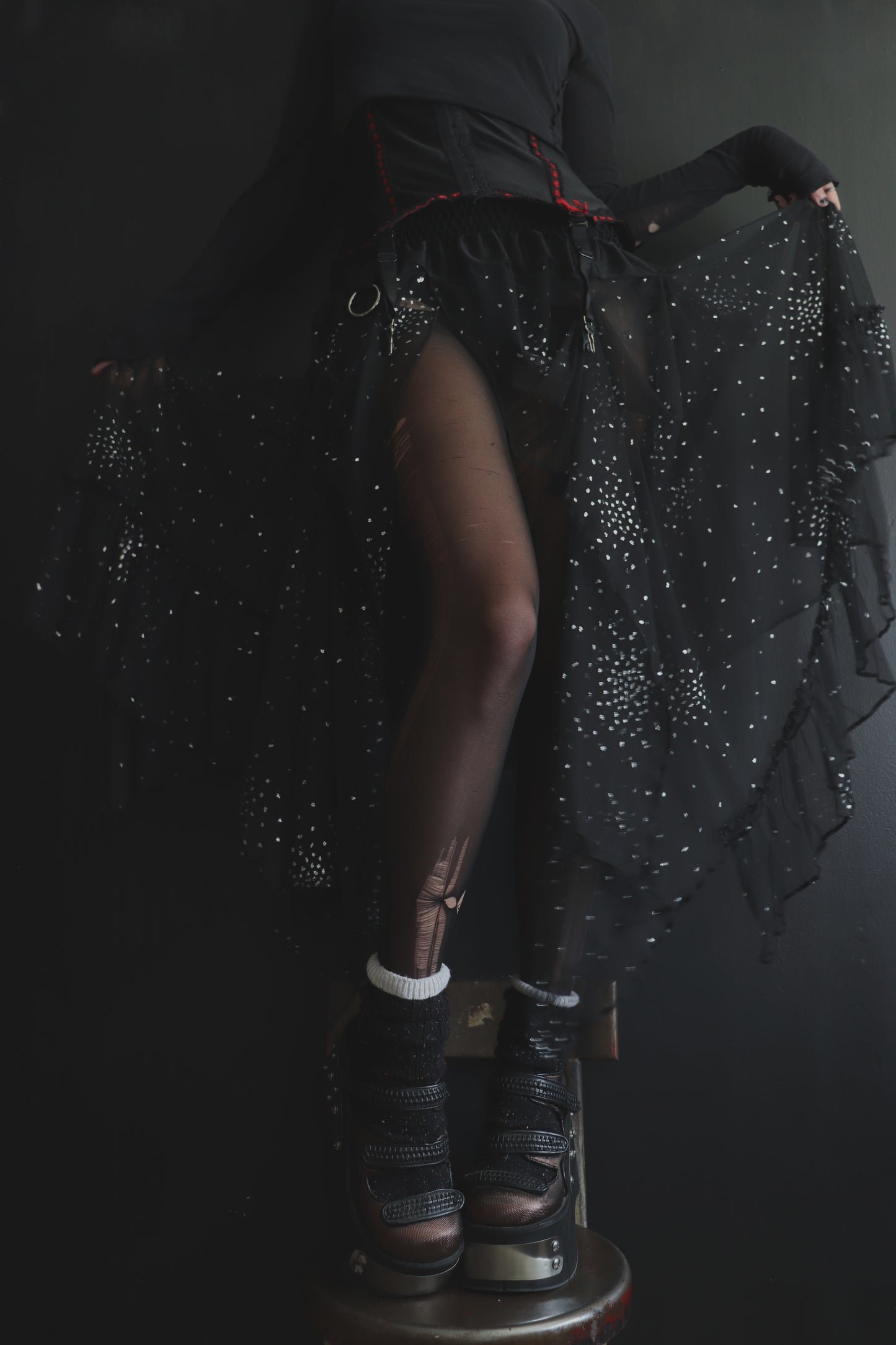 OurBodiesMesmerize (One Size) Sheer And Lace Overlayer Skirt