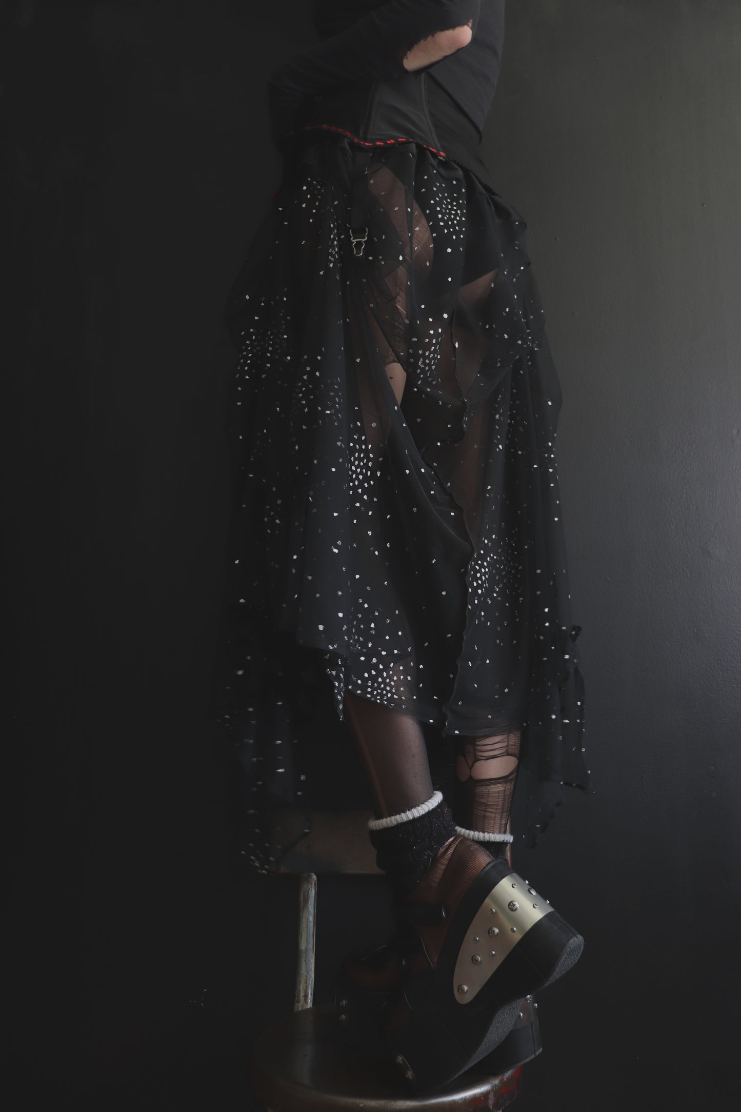 OurBodiesMesmerize (One Size) Sheer And Lace Overlayer Skirt