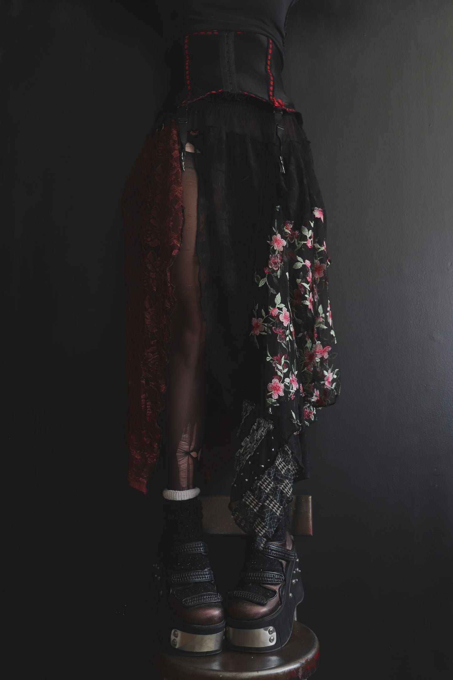 AndTheWorldGivesUpLikeAShiverOfDoubt (One Size) Sheer And Lace Overlayer Skirt