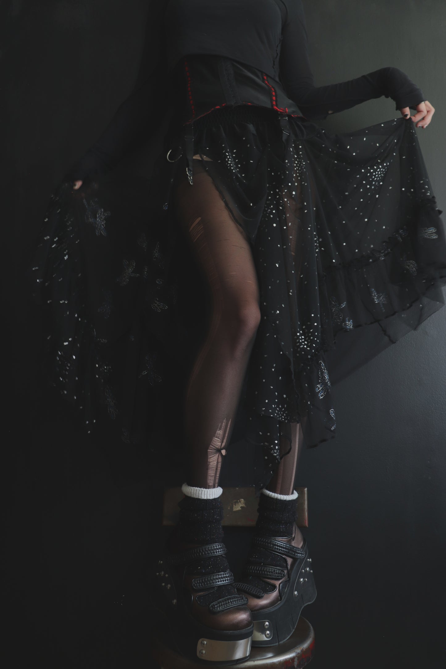 TouchAndFeelMyWayThroughDelight (One Size) Sheer And Lace Overlayer Skirt