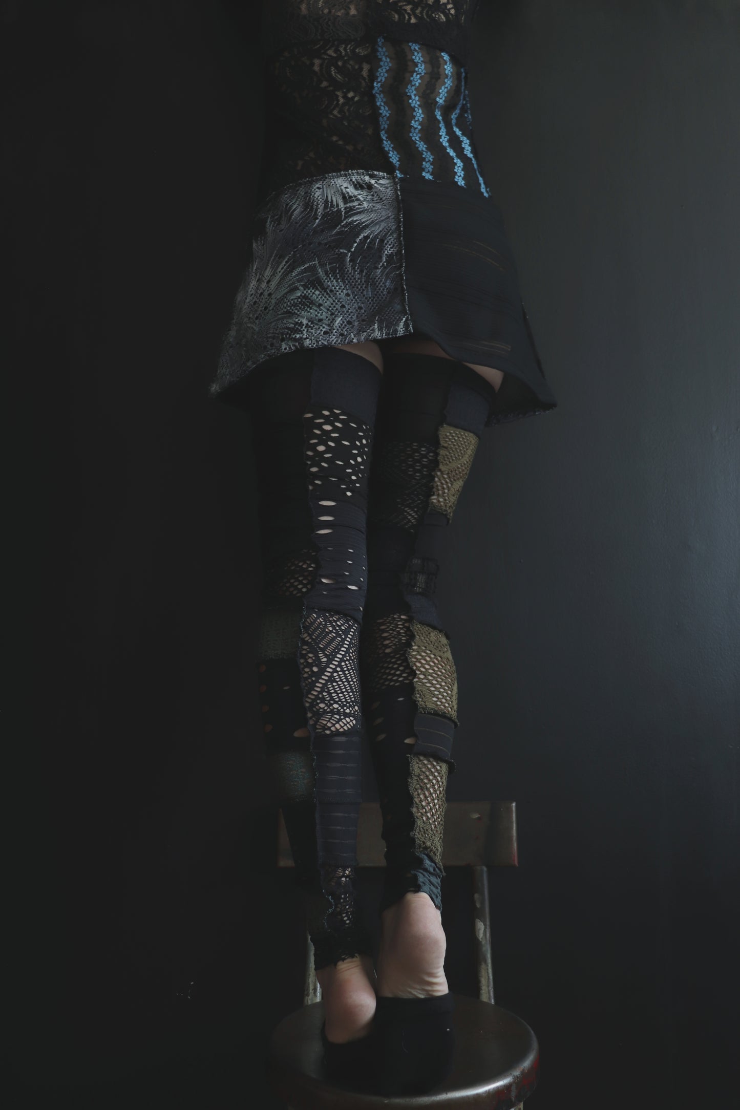 BadThingsHappenAllTheTime (One Size) Footless Thigh High Stockings Grunge Mix