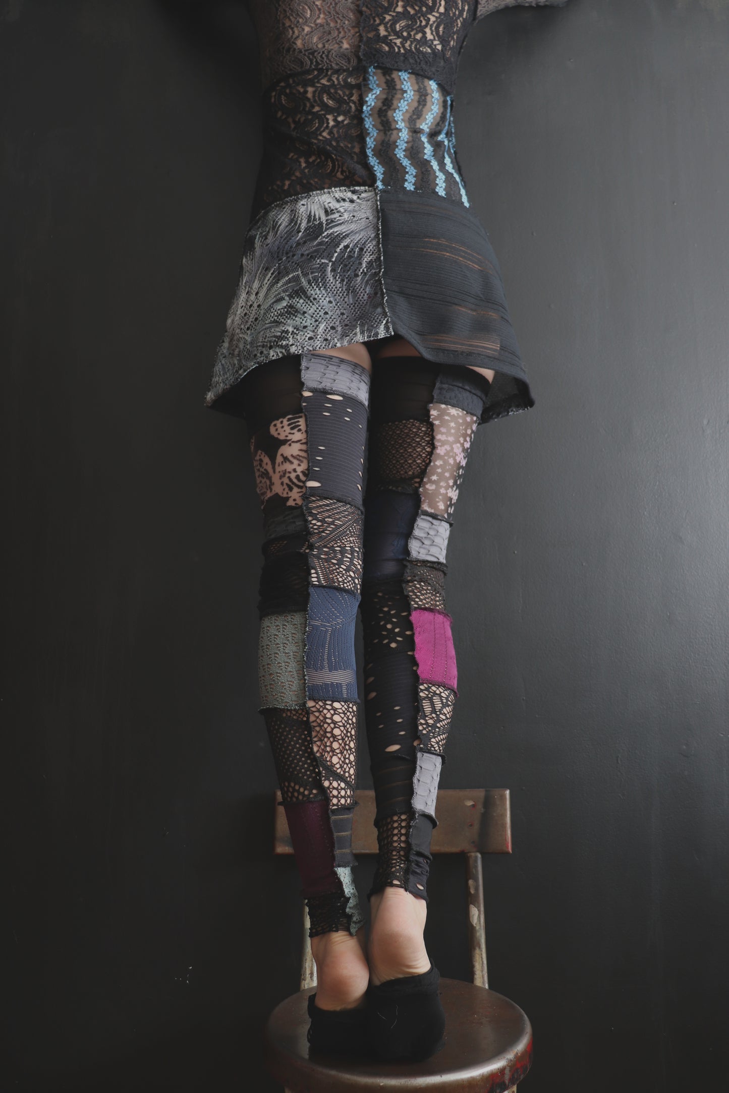 ThenTheyTellYouThatItsComingUpRoses (One Size) Footless Thigh High Stockings Gloomy Garden Mix