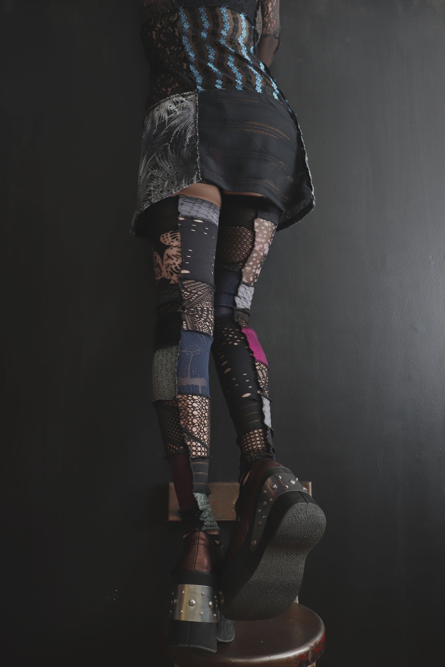 ThenTheyTellYouThatItsComingUpRoses (One Size) Footless Thigh High Stockings Gloomy Garden Mix