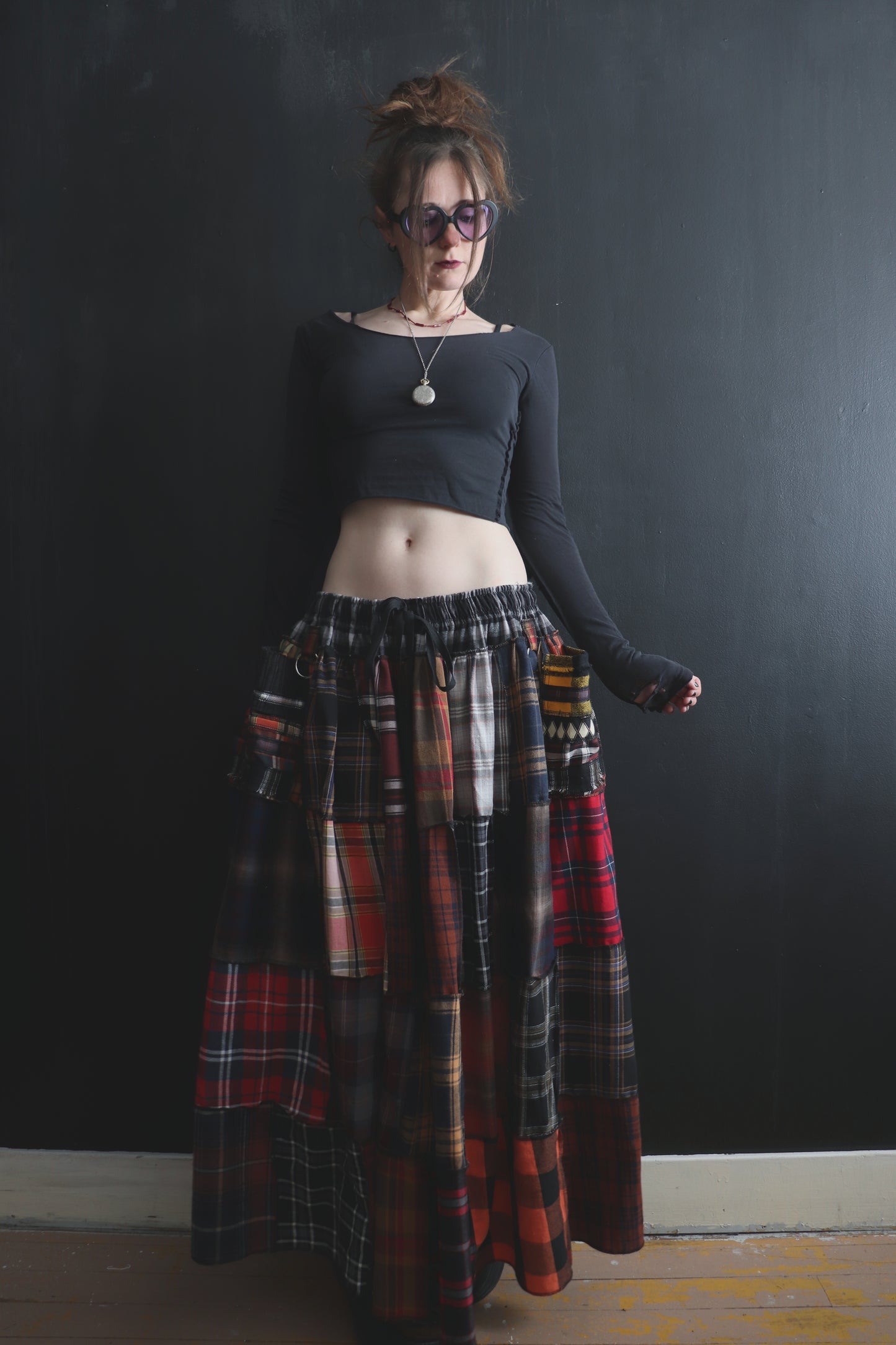 ItsAlwaysJustADecision (One Size) Cotton Patch Quilt Floor Length Skirt With Pockets