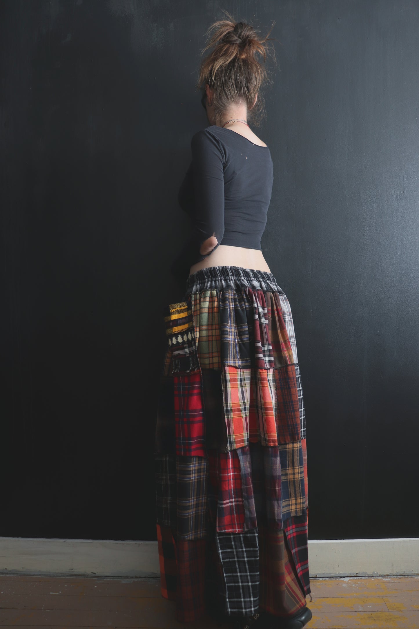ItsAlwaysJustADecision (One Size) Cotton Patch Quilt Floor Length Skirt With Pockets