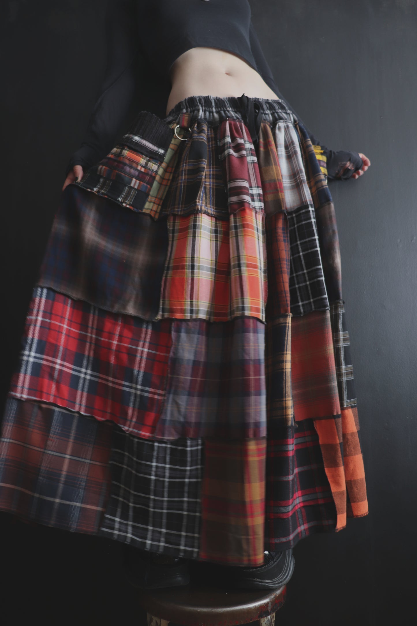 ItsAlwaysJustADecision (One Size) Cotton Patch Quilt Floor Length Skirt With Pockets