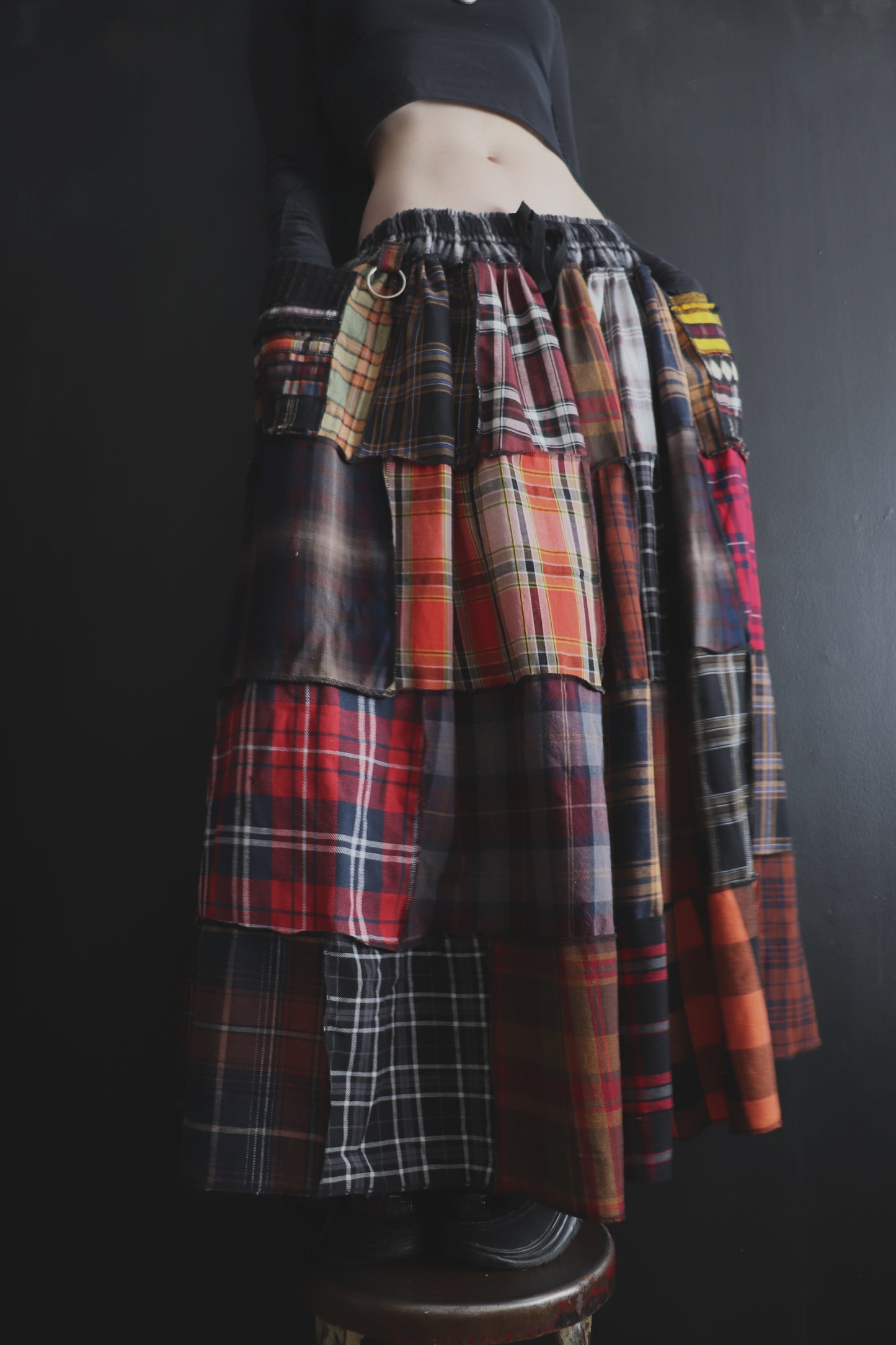 ItsAlwaysJustADecision (One Size) Cotton Patch Quilt Floor Length Skirt With Pockets