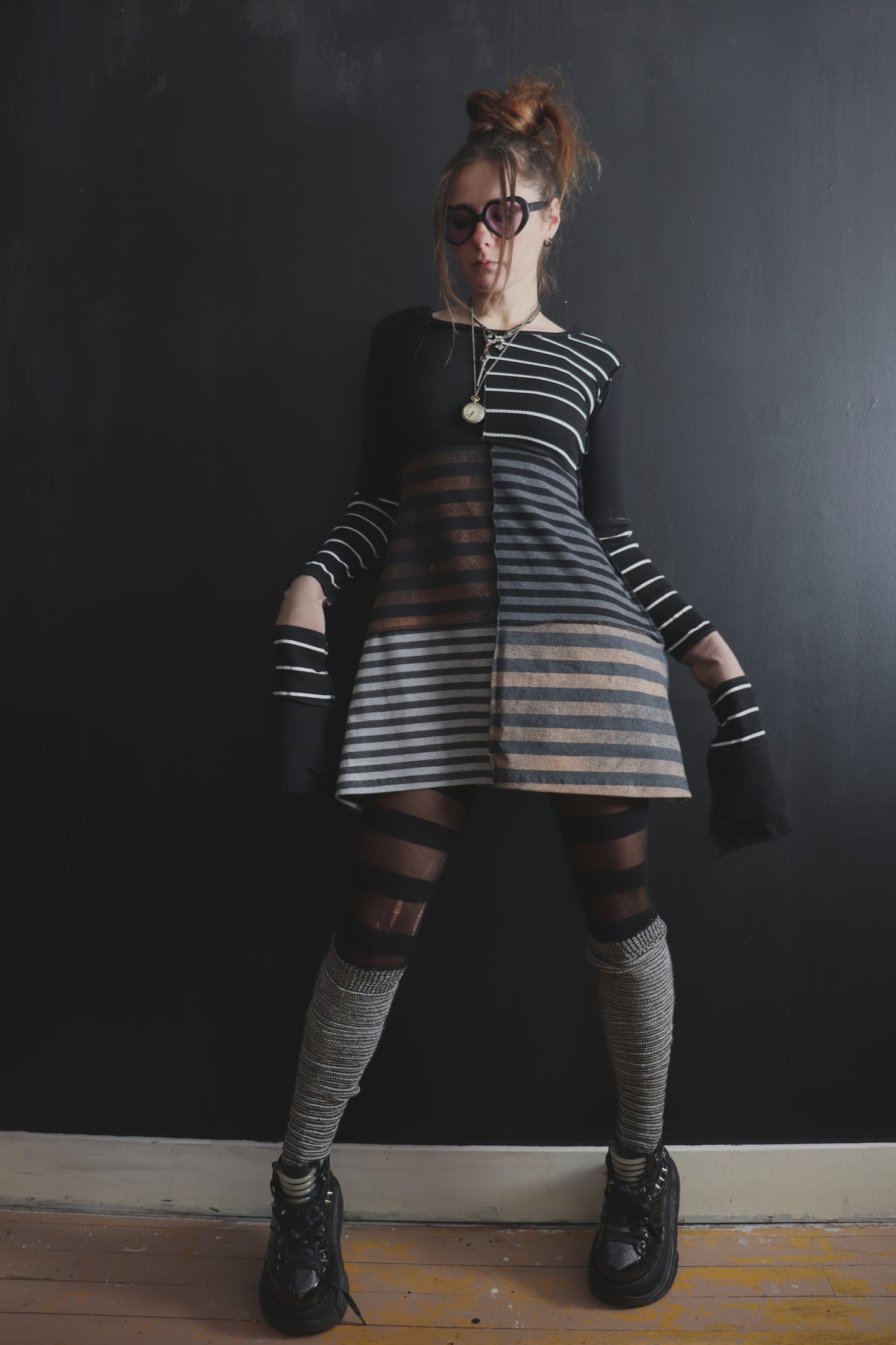 YoureWayTooYoungActingThisOld (S, XL) Mod Mini Dress Long Sleeves Supreme Stripes