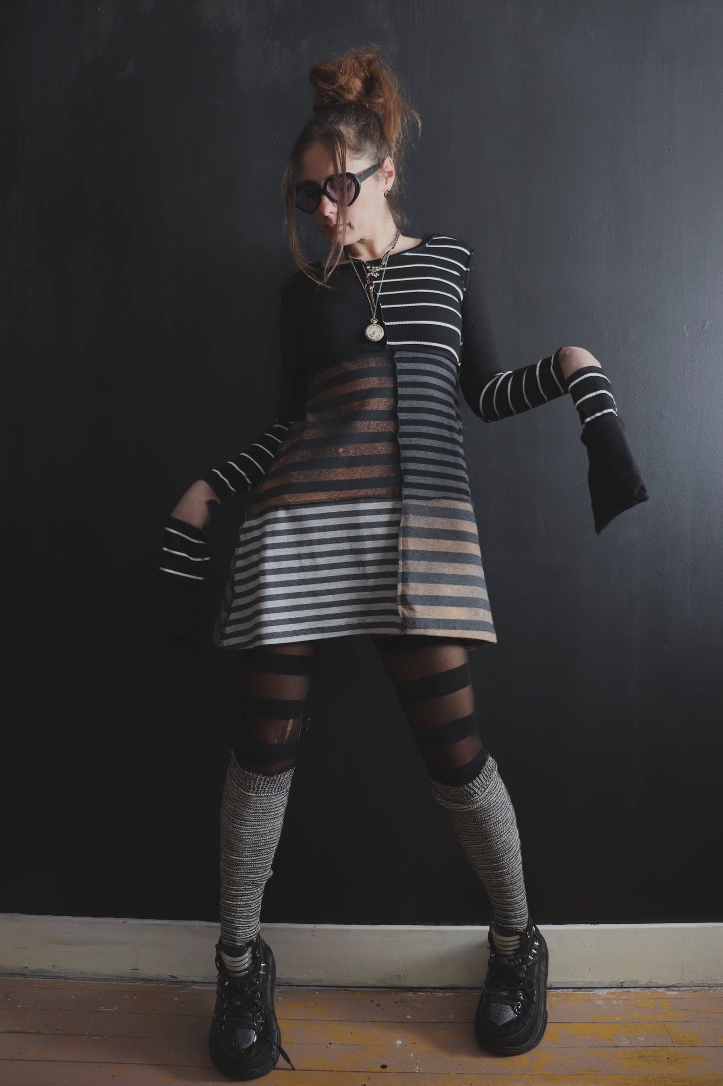 YoureWayTooYoungActingThisOld (S, XL) Mod Mini Dress Long Sleeves Supreme Stripes