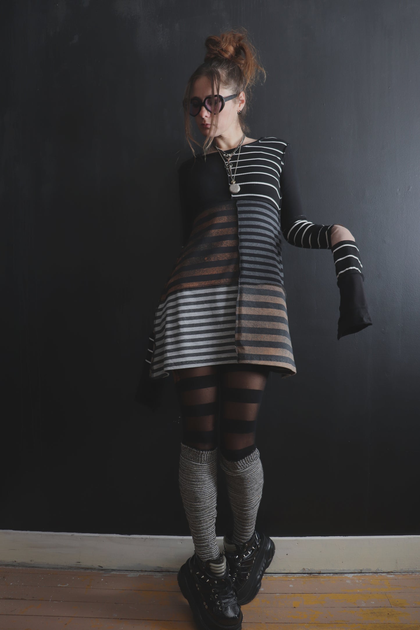 YoureWayTooYoungActingThisOld (S, XL) Mod Mini Dress Long Sleeves Supreme Stripes