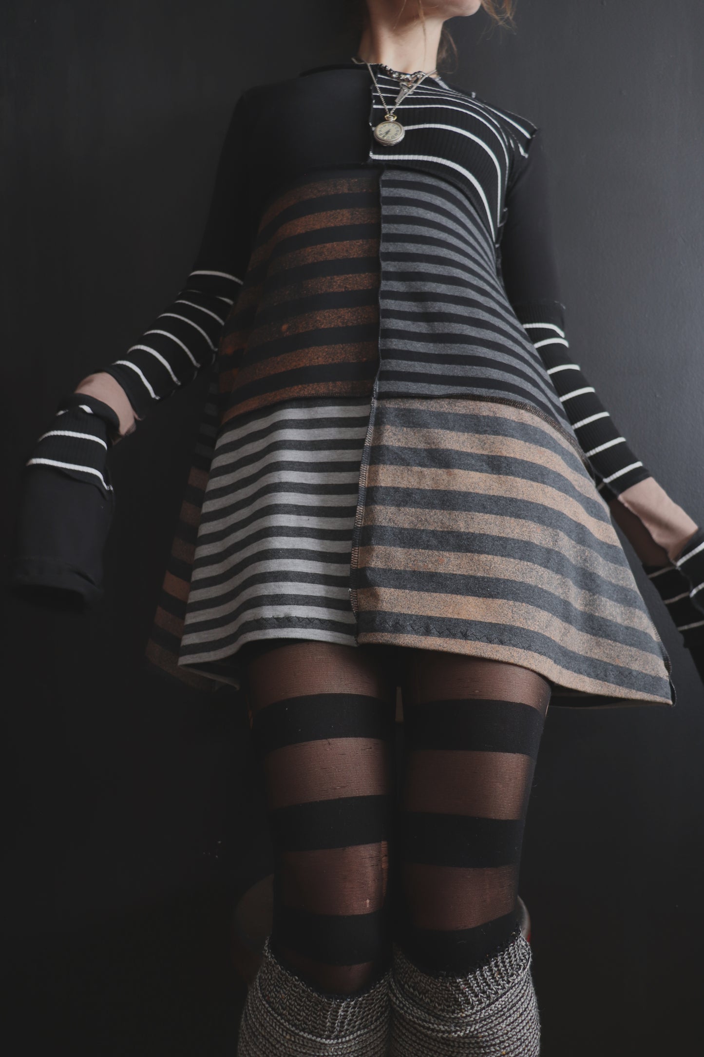YoureWayTooYoungActingThisOld (S, XL) Mod Mini Dress Long Sleeves Supreme Stripes
