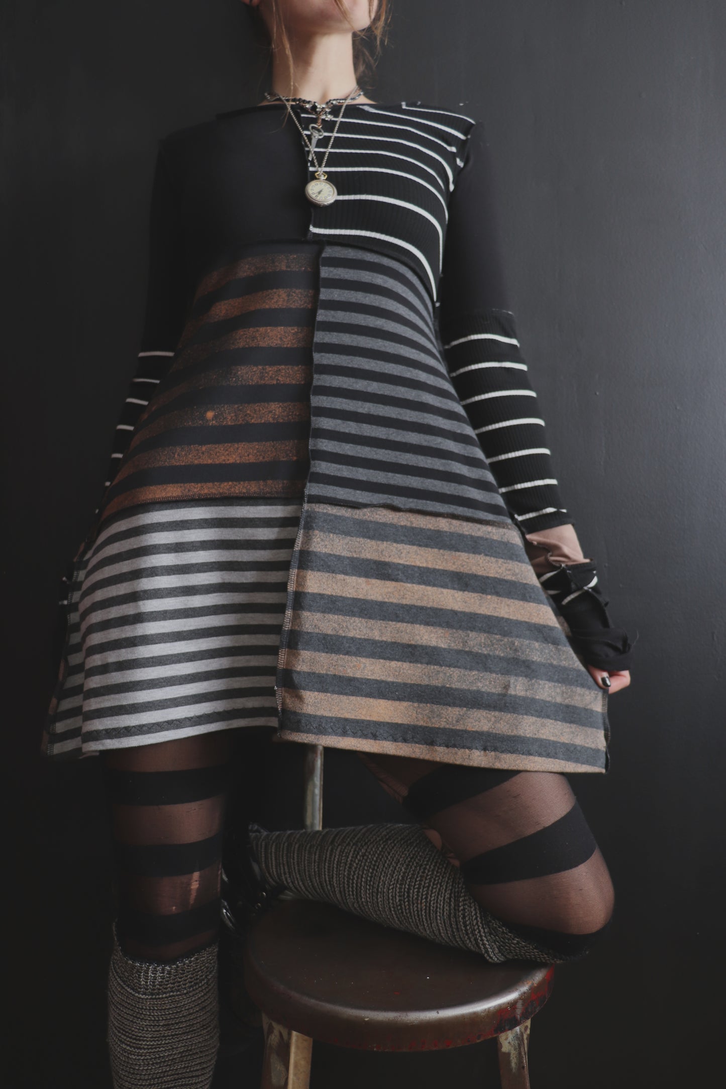 YoureWayTooYoungActingThisOld (S, XL) Mod Mini Dress Long Sleeves Supreme Stripes