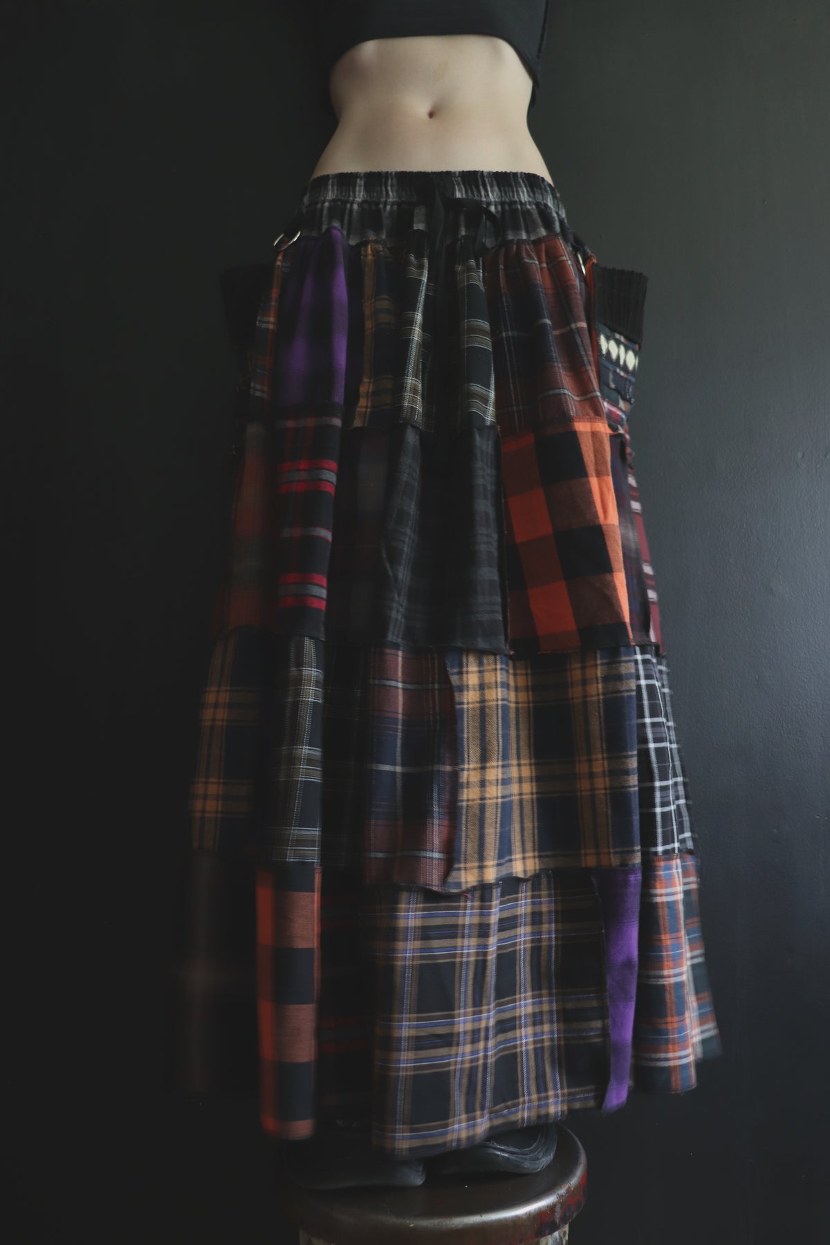 ThereIsFreedomWithinThereIsFreedomWithout (One Size) Cotton Patch Quilt Floor Length Skirt With Pockets