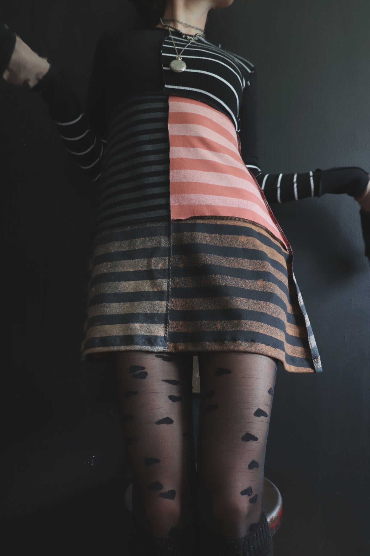 OnlyShadowsAhead (S, XL) Mod Mini Dress Long Sleeves Harvest Stripe