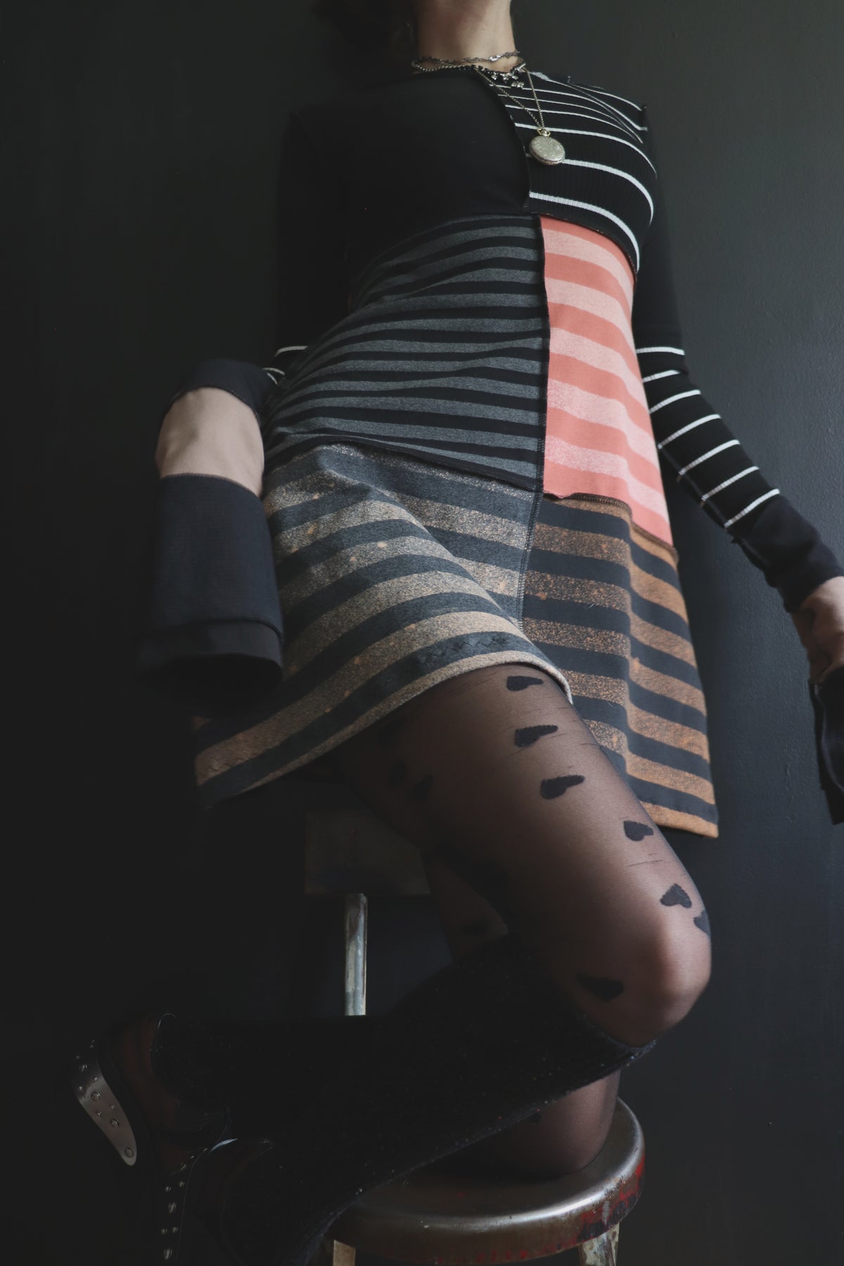 OnlyShadowsAhead (S, XL) Mod Mini Dress Long Sleeves Harvest Stripe