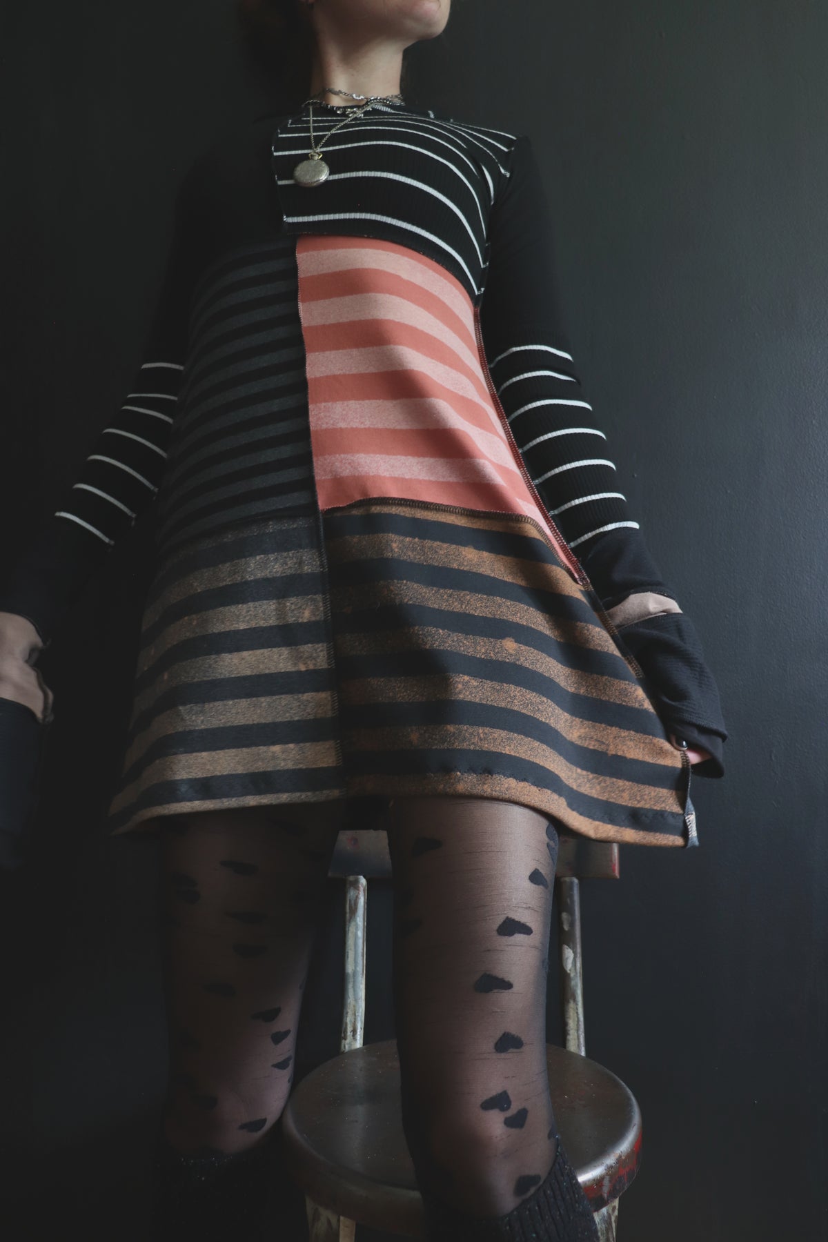 OnlyShadowsAhead (S, XL) Mod Mini Dress Long Sleeves Harvest Stripe